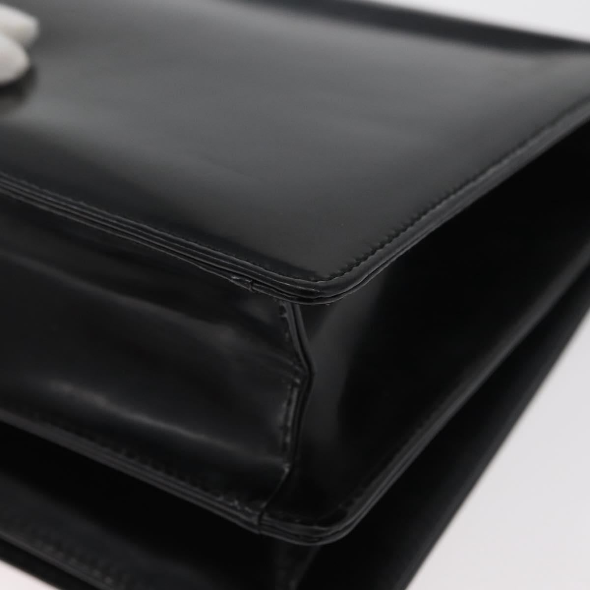 Salvatore Ferragamo Gancini Shoulder Bag Patent leather Black Silver Auth 178485