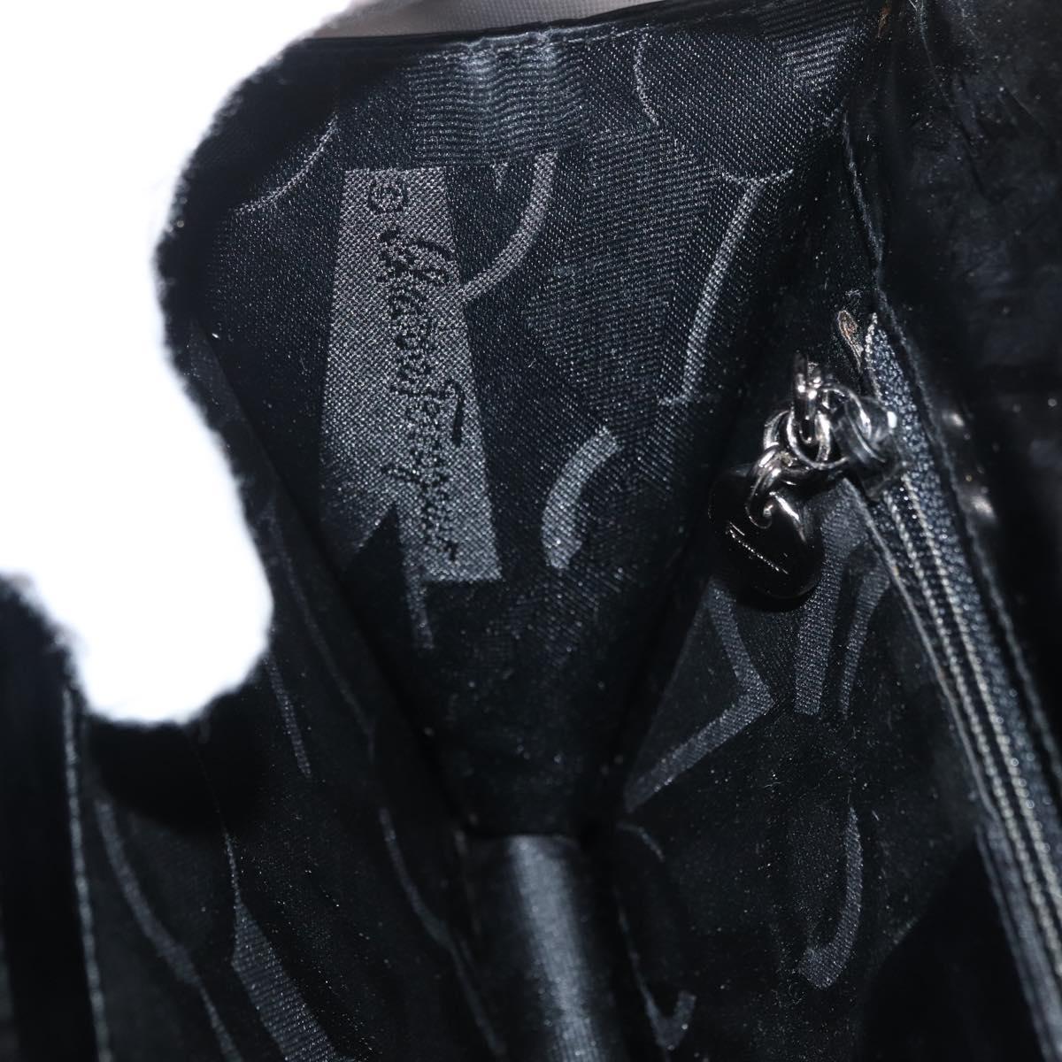 Salvatore Ferragamo Gancini Shoulder Bag Patent leather Black Silver Auth 178485