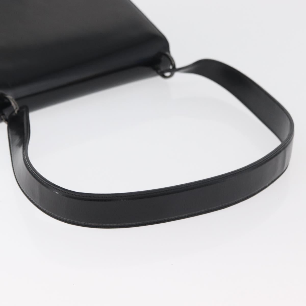 Salvatore Ferragamo Gancini Shoulder Bag Patent leather Black Silver Auth 178485