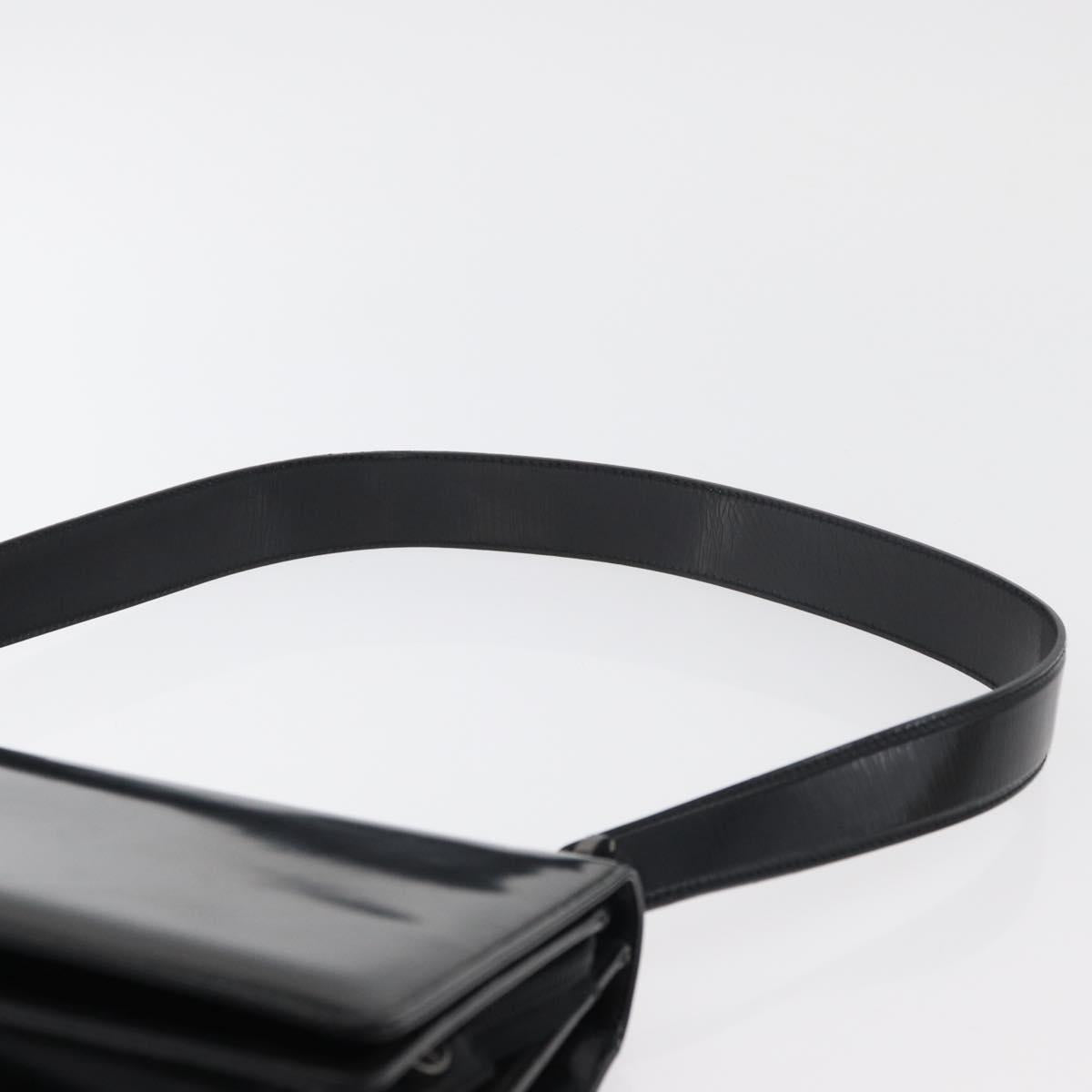 Salvatore Ferragamo Gancini Shoulder Bag Patent leather Black Silver Auth 178485