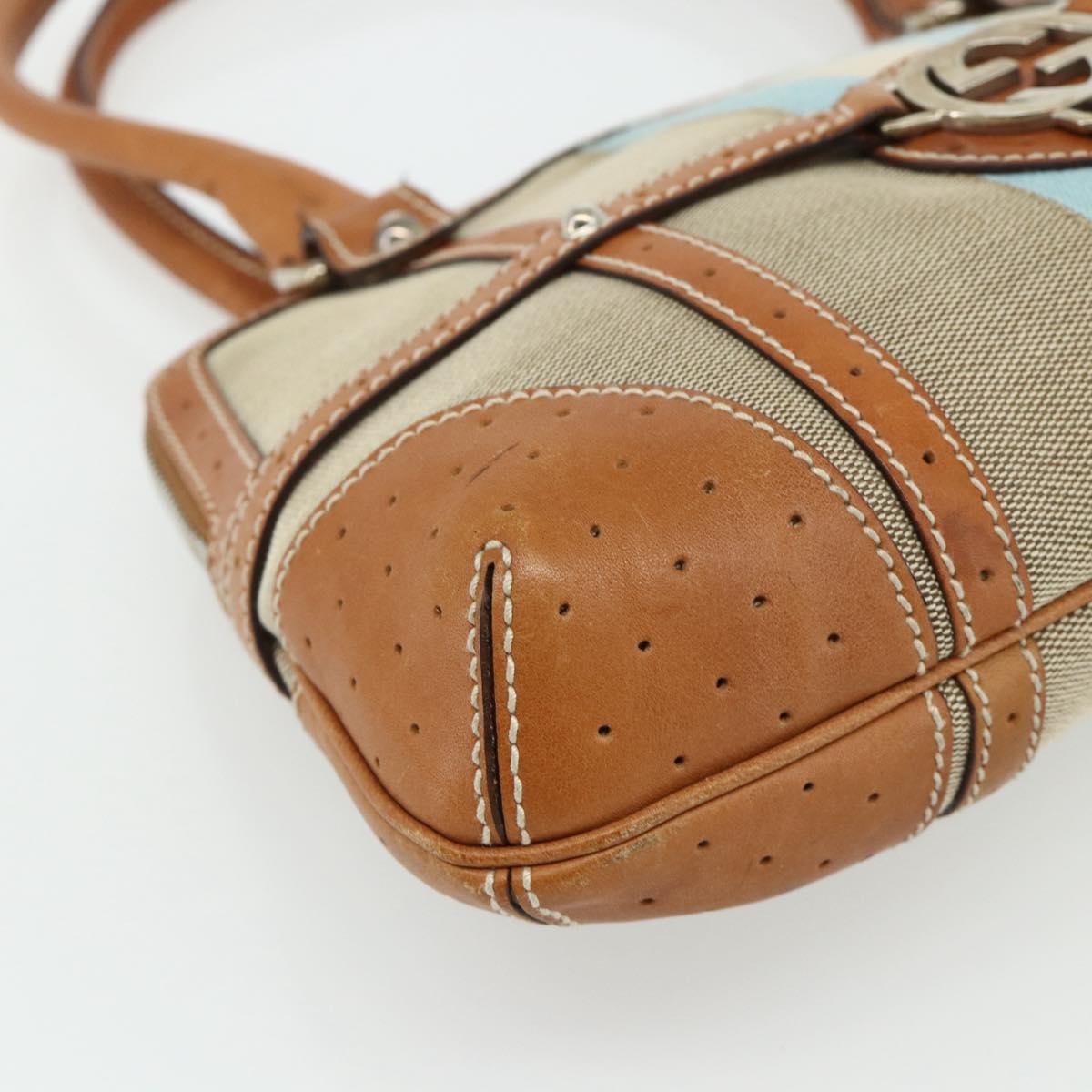 GUCCI Hand Bag Canvas Beige Silver 114882 Auth 178486A