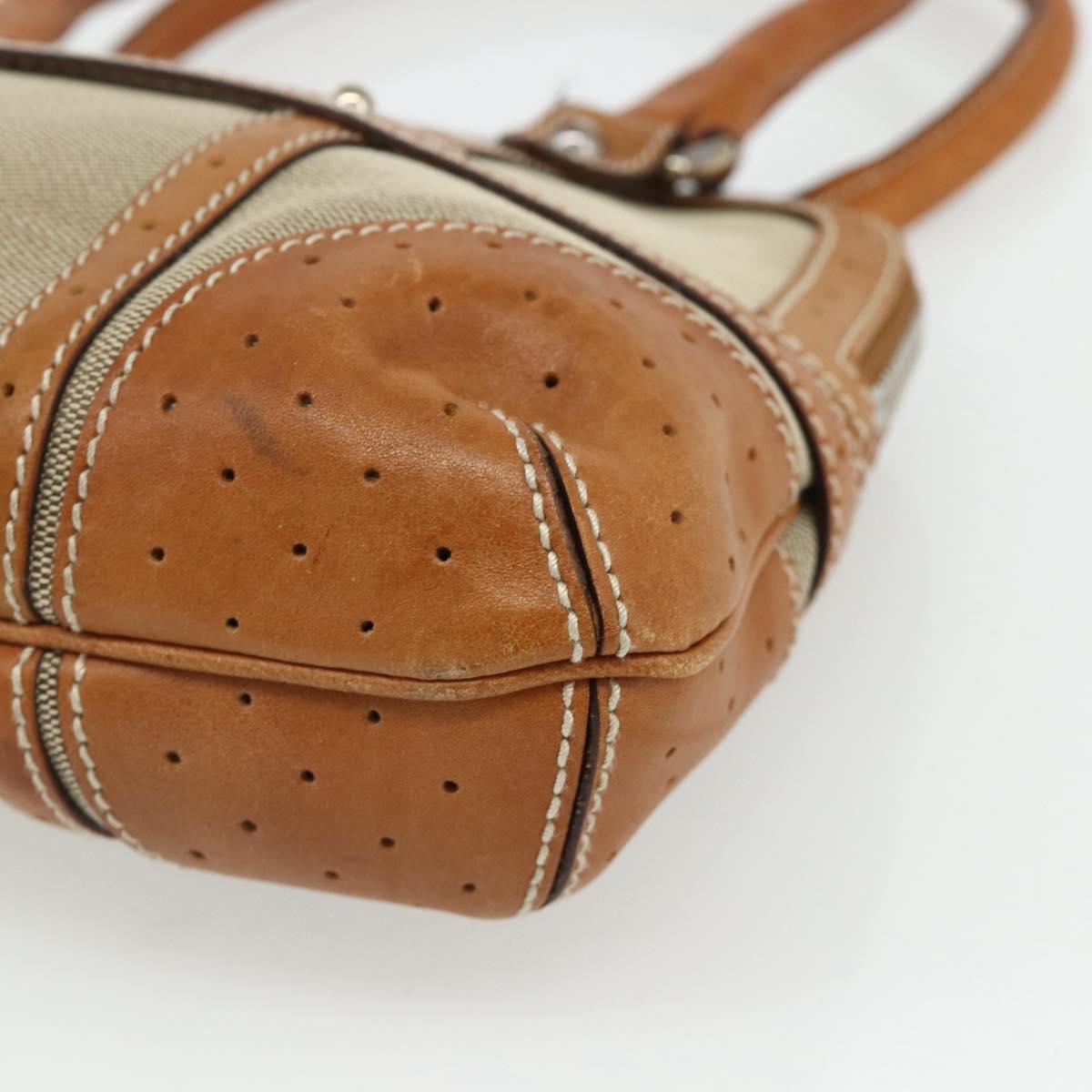 GUCCI Hand Bag Canvas Beige Silver 114882 Auth 178486A