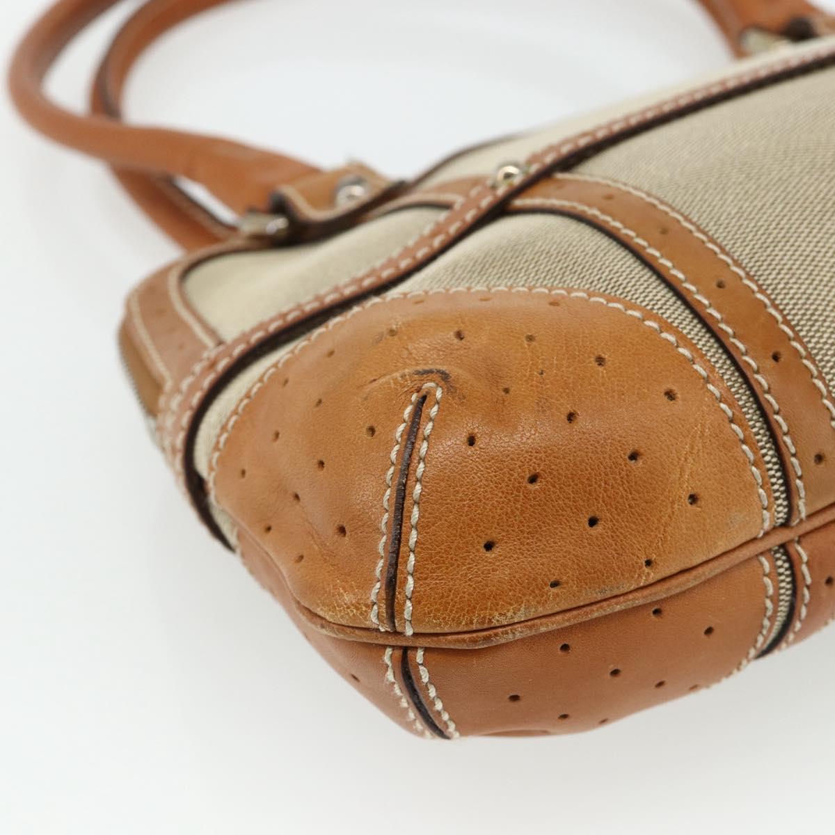 GUCCI Hand Bag Canvas Beige Silver 114882 Auth 178486A