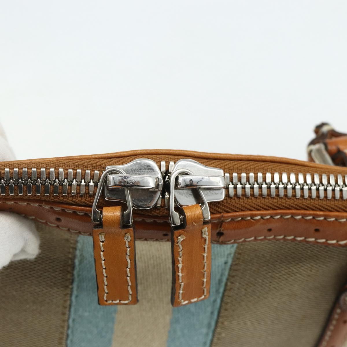 GUCCI Hand Bag Canvas Beige Silver 114882 Auth 178486A