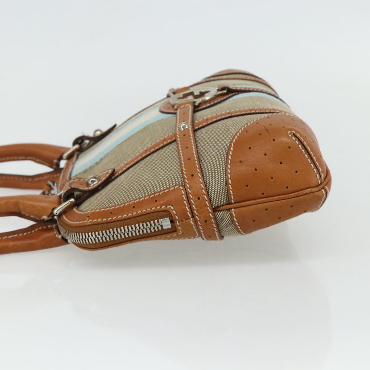GUCCI Hand Bag Canvas Beige Silver 114882 Auth 178486A