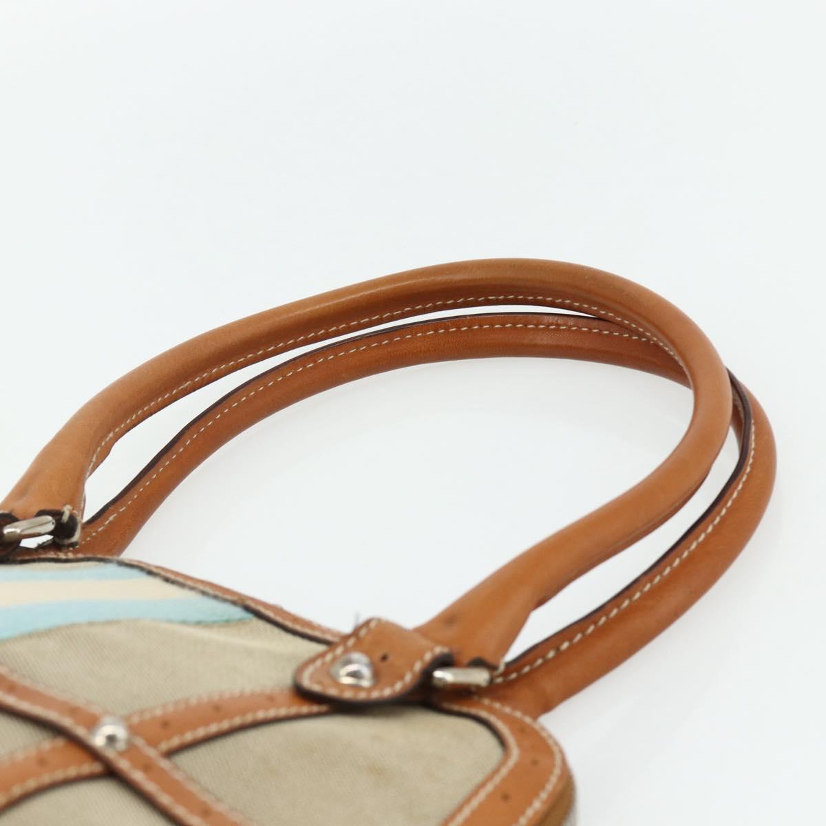 GUCCI Hand Bag Canvas Beige Silver 114882 Auth 178486A