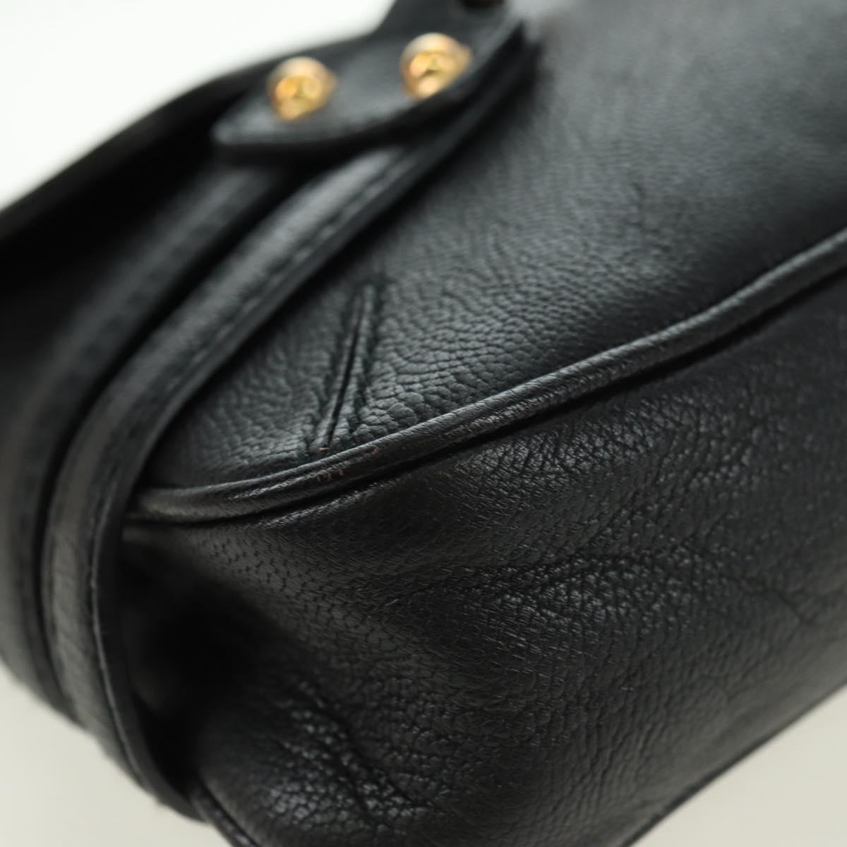 GUCCI Horsebit Shoulder Bag Leather Black Gold 159402 Auth 178489SAV