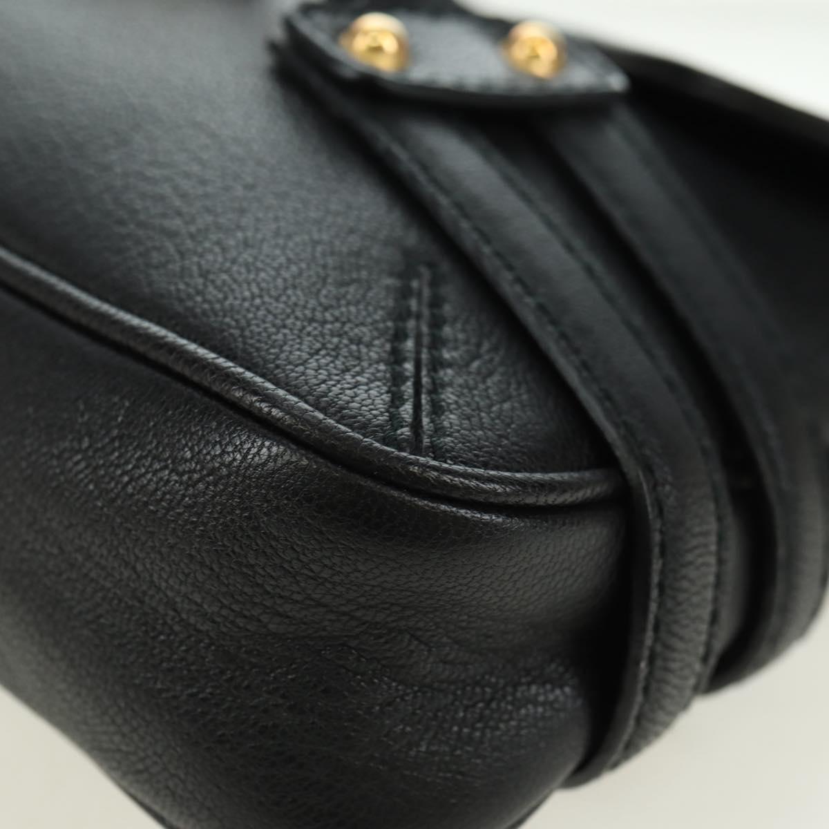 GUCCI Horsebit Shoulder Bag Leather Black Gold 159402 Auth 178489SAV