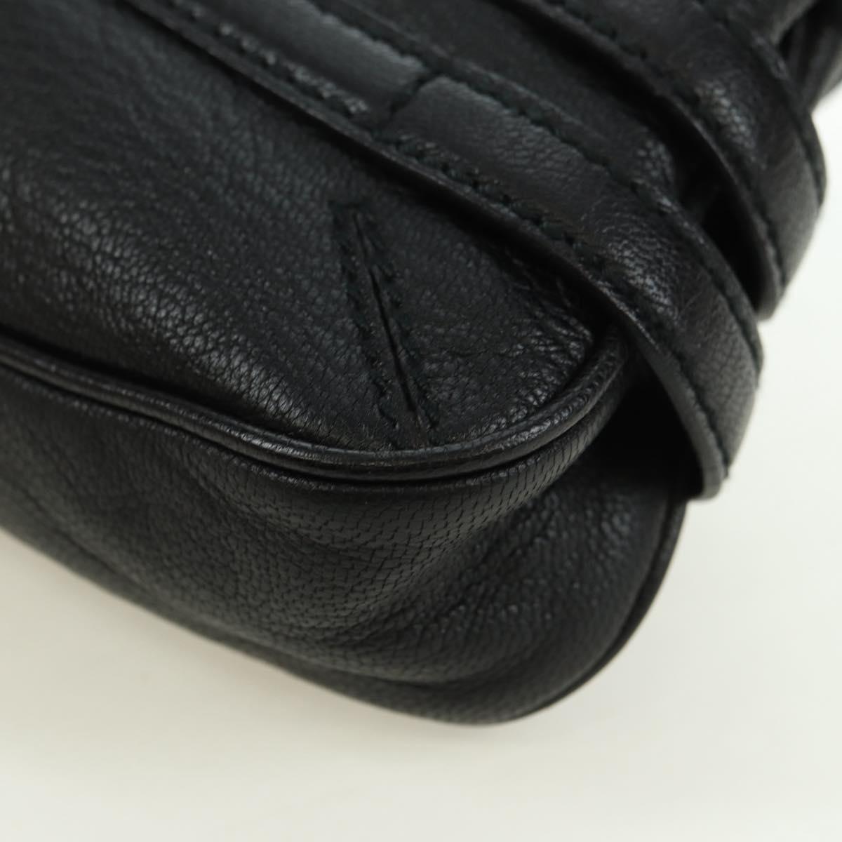 GUCCI Horsebit Shoulder Bag Leather Black Gold 159402 Auth 178489SAV