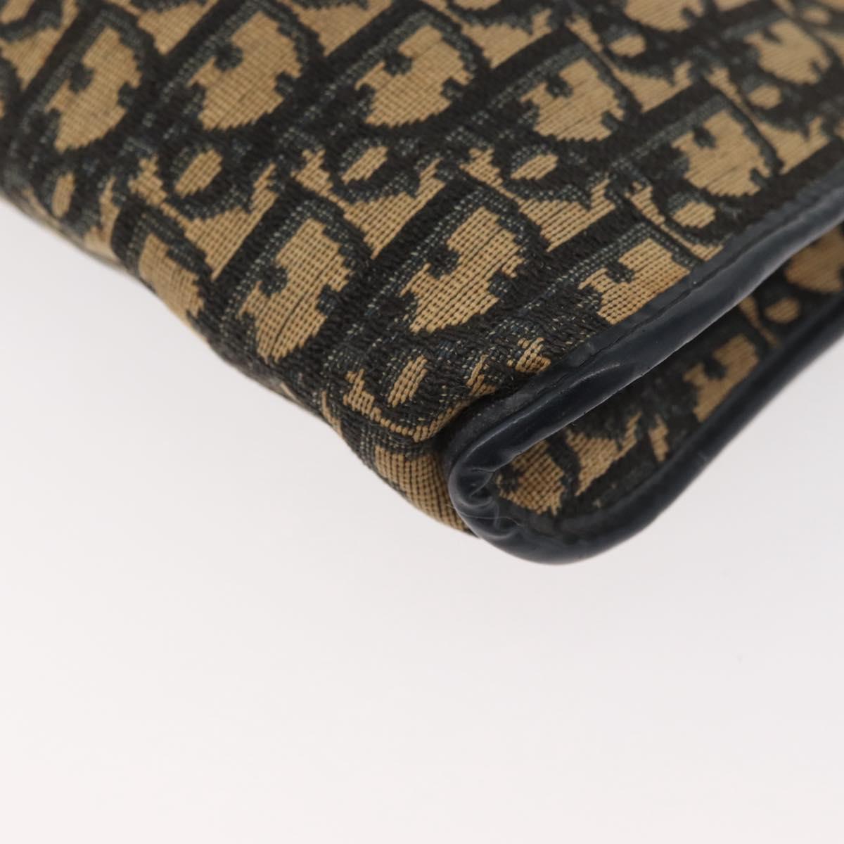 Christian Dior Trotter Canvas Shoulder Bag Navy Gold Auth 178491