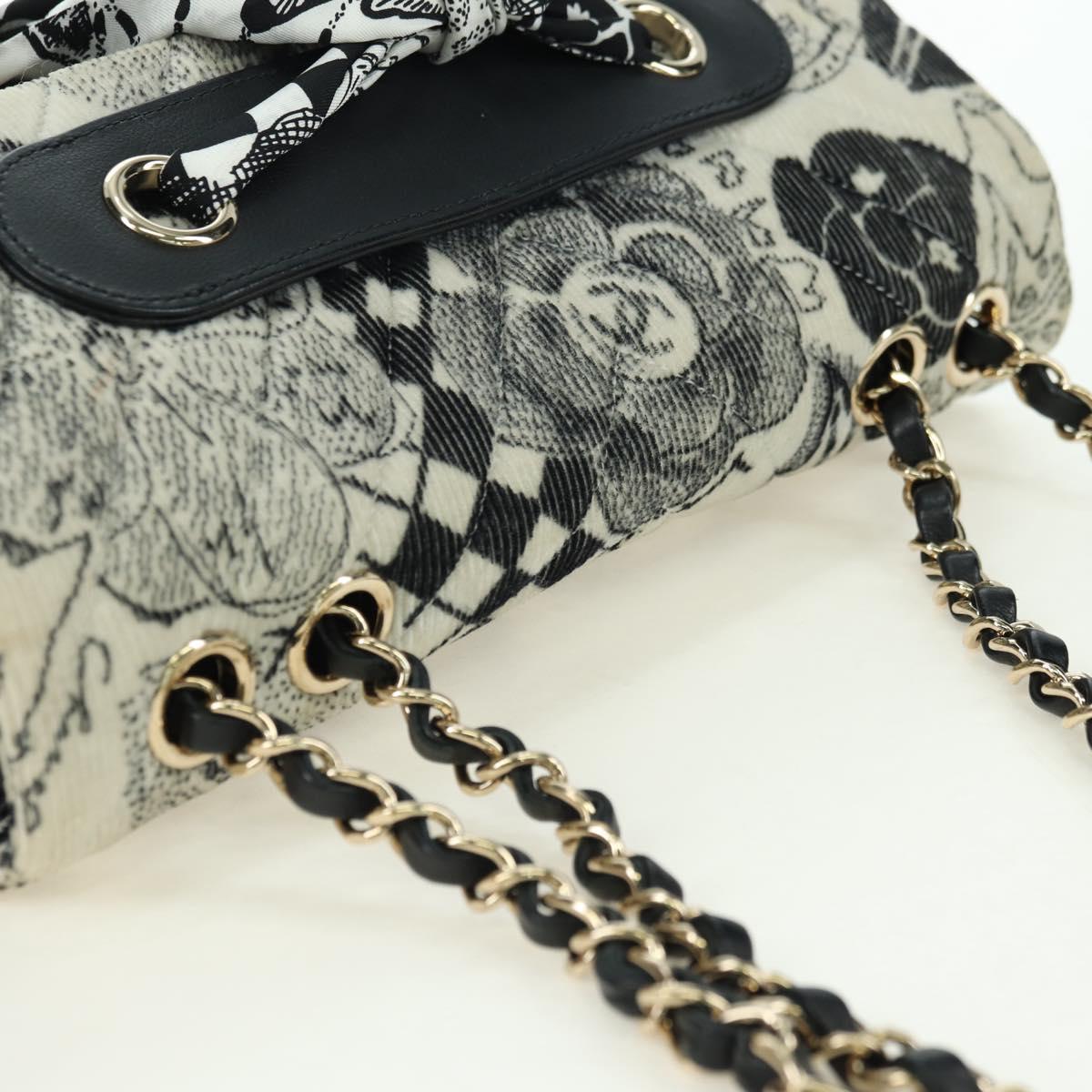 CHANEL Matelasse 25 Chain Shoulder Bag Corduroy White Gold CC Auth 178492SAM
