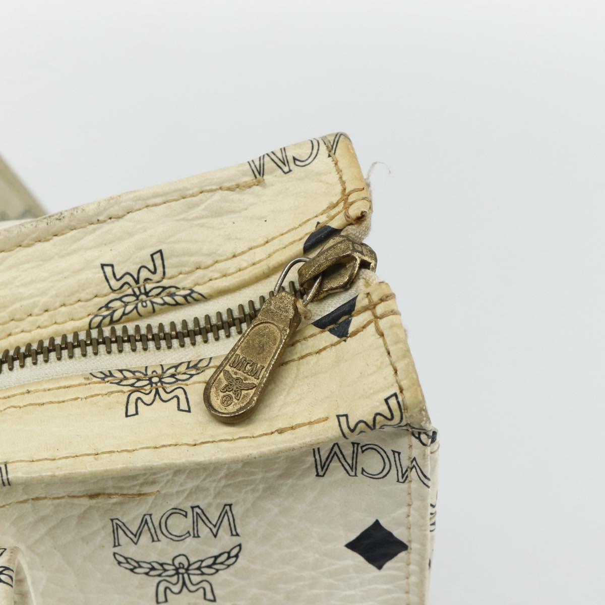 MCM Vicetos Logogram Tote Bag PVC White Gold Auth 178496