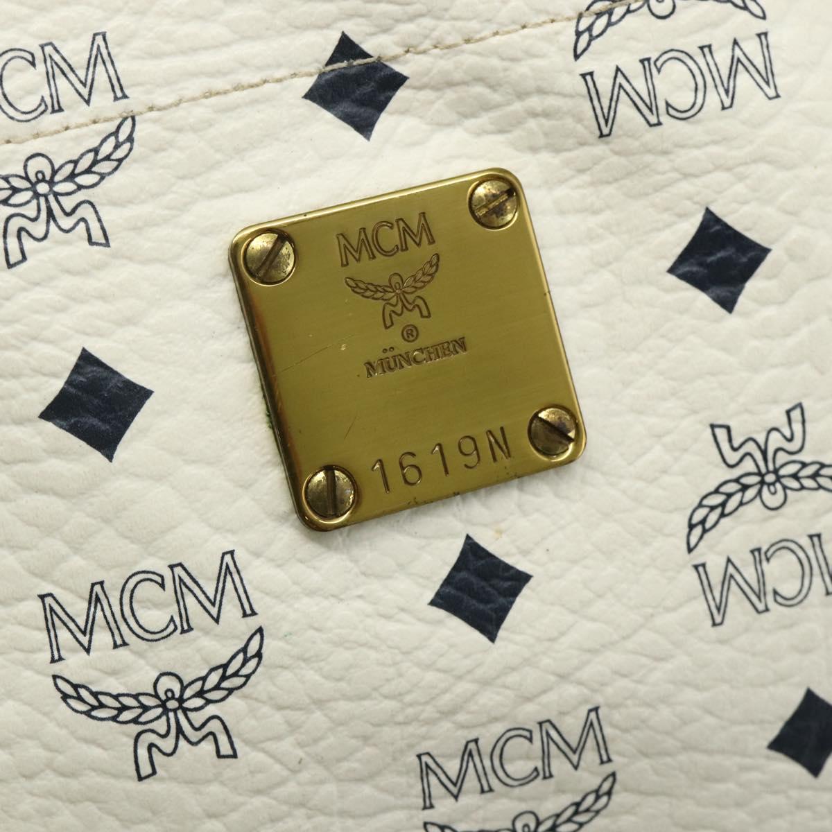 MCM Vicetos Logogram Tote Bag PVC White Gold Auth 178496