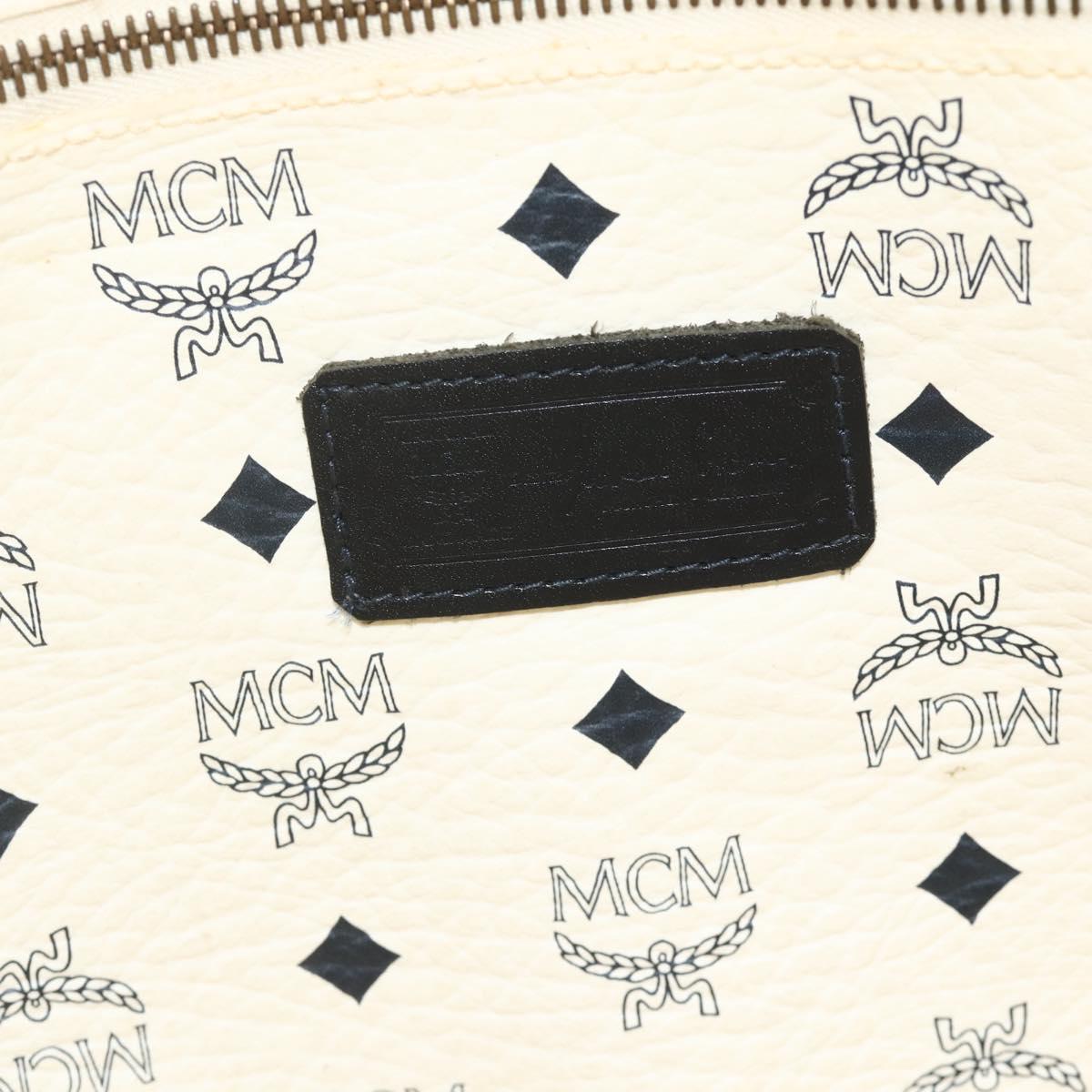 MCM Vicetos Logogram Tote Bag PVC White Gold Auth 178496