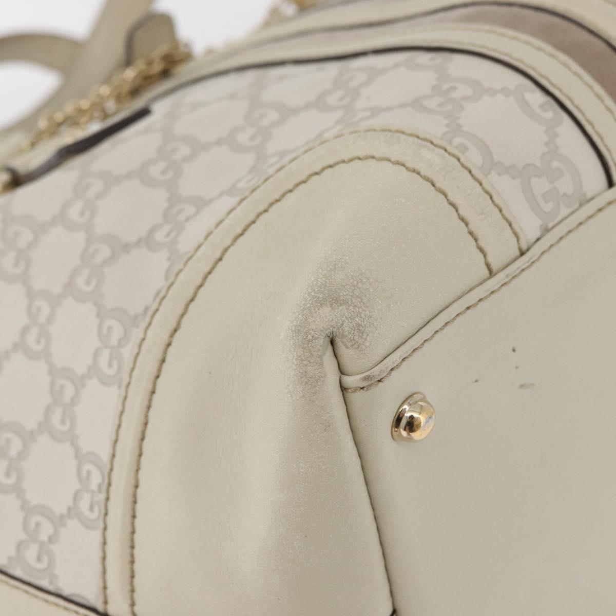 GUCCI GG Canvas Guccissima Hand Bag Leather White Gold 146002 Auth 178500A
