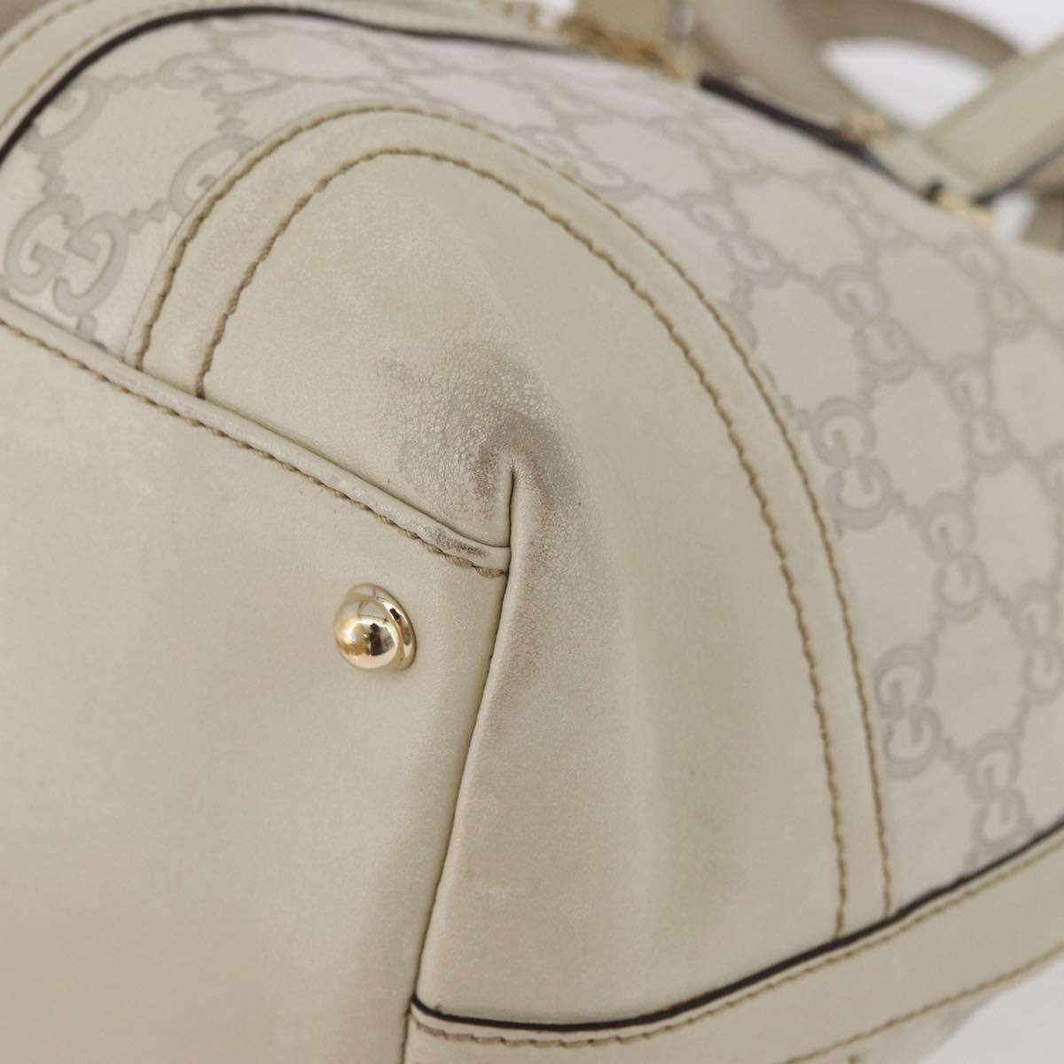 GUCCI GG Canvas Guccissima Hand Bag Leather White Gold 146002 Auth 178500A