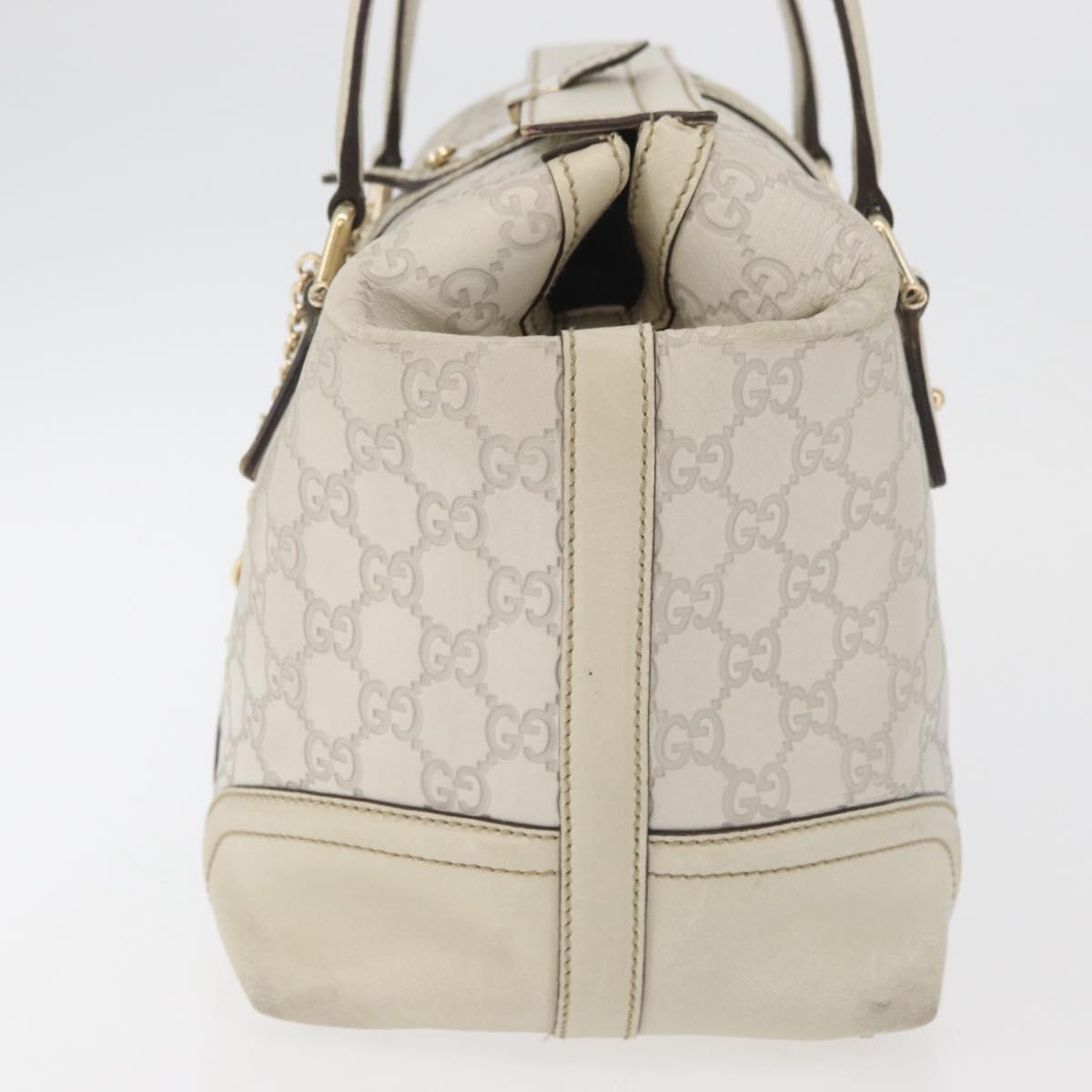 GUCCI GG Canvas Guccissima Hand Bag Leather White Gold 146002 Auth 178500A
