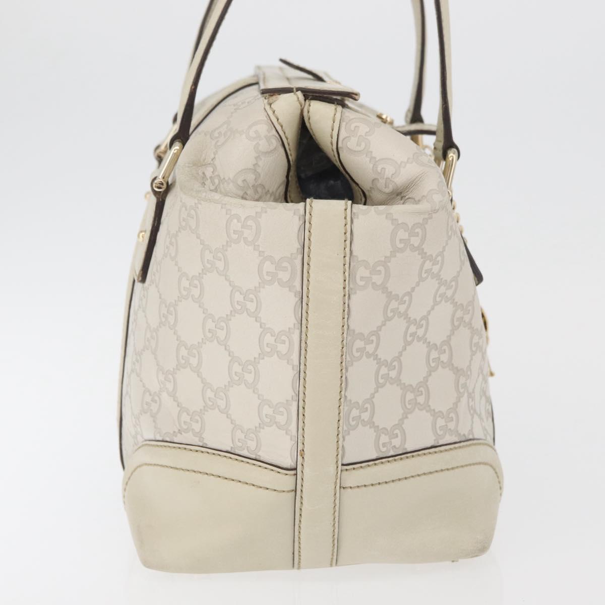 GUCCI GG Canvas Guccissima Hand Bag Leather White Gold 146002 Auth 178500A