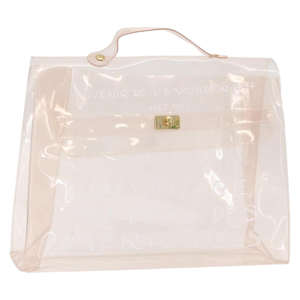 HERMES Vinyl Kelly Hand Bag Vinyl Clear Auth 178501