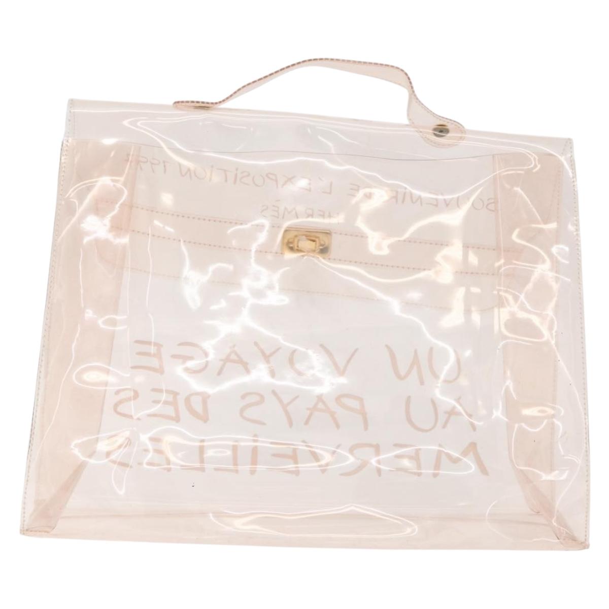 HERMES Vinyl Kelly Hand Bag Vinyl Clear Auth 178501