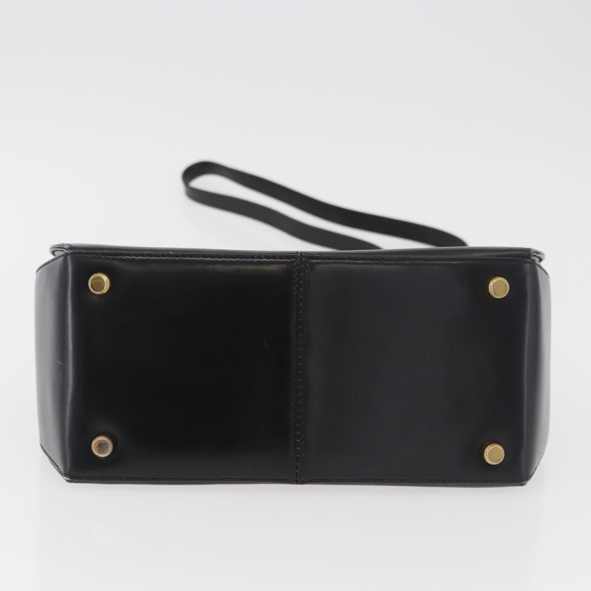 Salvatore Ferragamo Gancini Hand Bag Leather 2way Black Gold Auth 178504
