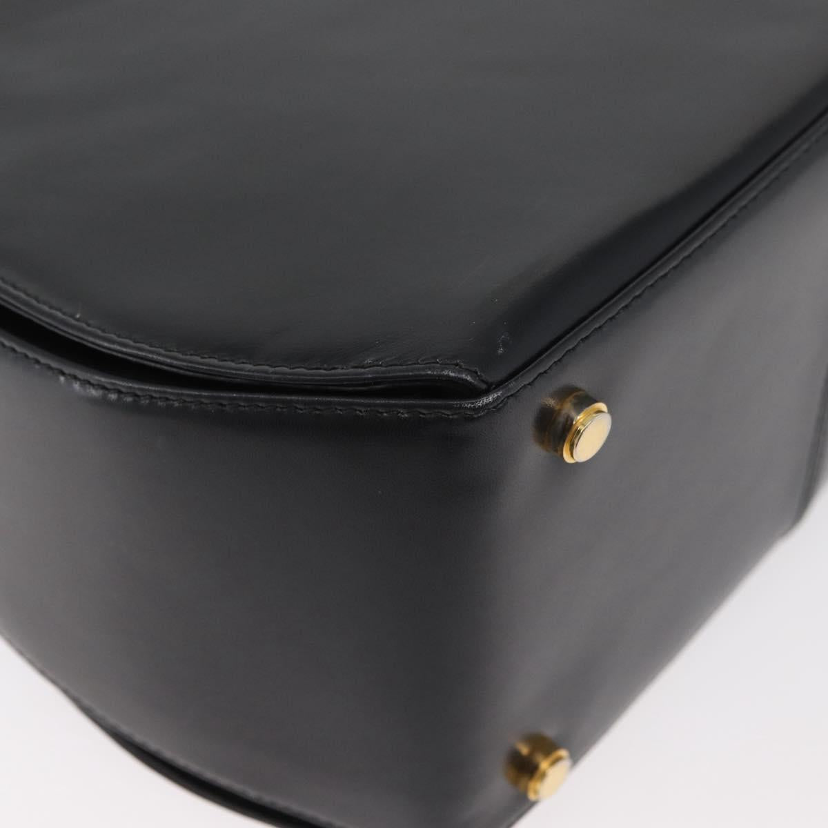 Salvatore Ferragamo Gancini Hand Bag Leather 2way Black Gold Auth 178504