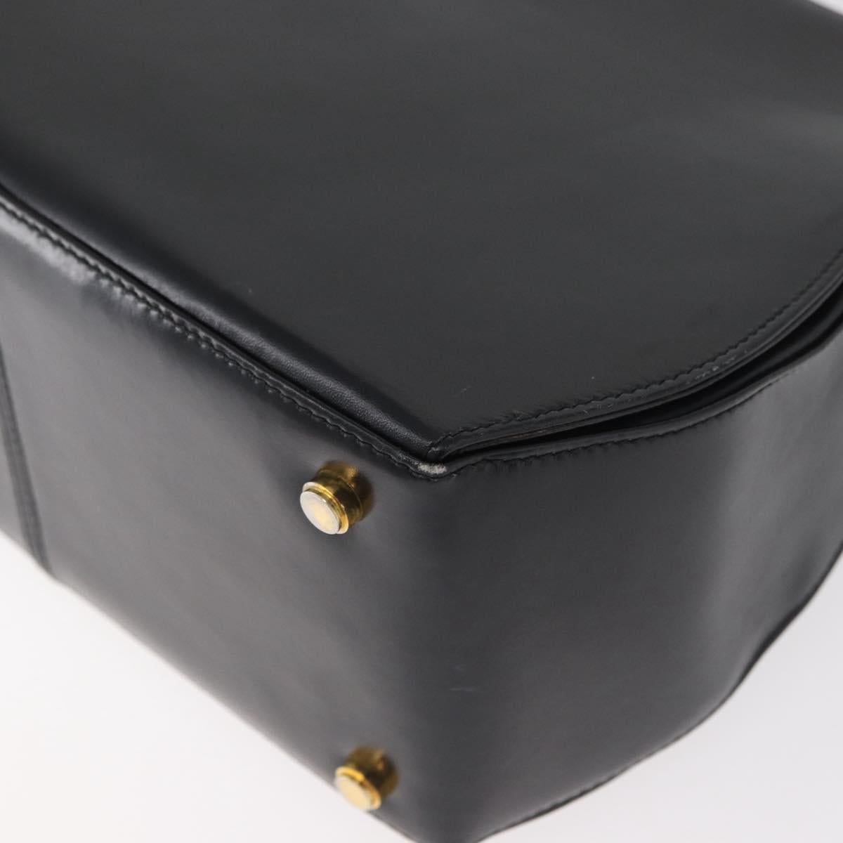 Salvatore Ferragamo Gancini Hand Bag Leather 2way Black Gold Auth 178504