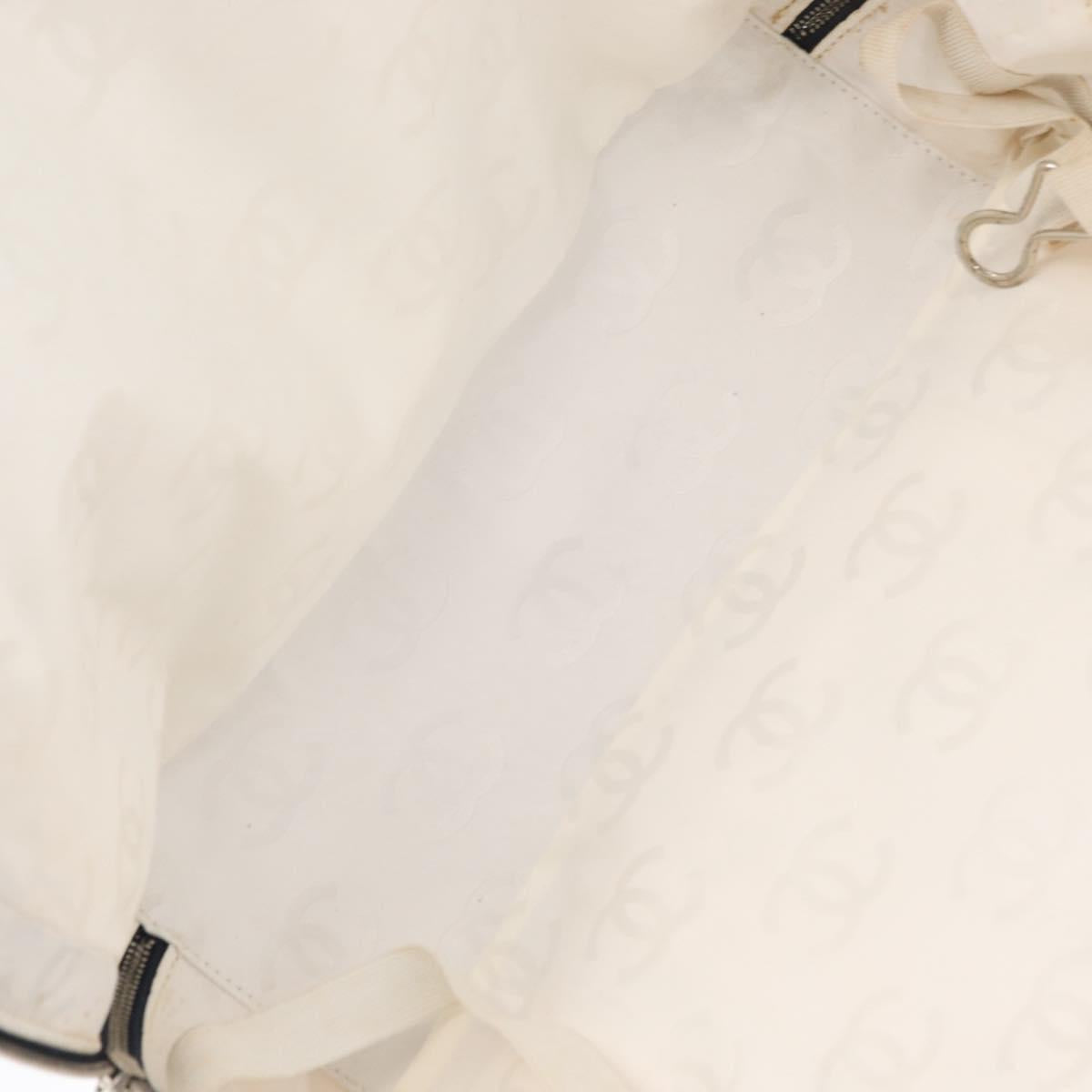 CHANEL By Sea Line Tote Bag Canvas White Silver CC Auth 178508