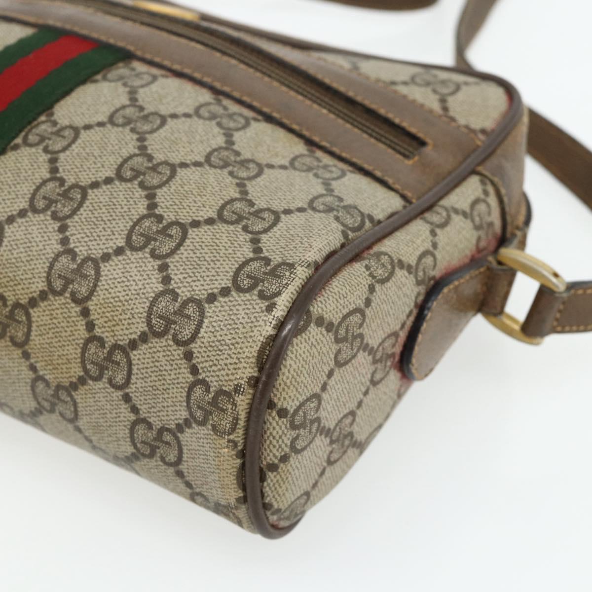 GUCCI GG Supreme Web Sherry Line Bag PVC Beige Gold 904 02 004 Auth 178513