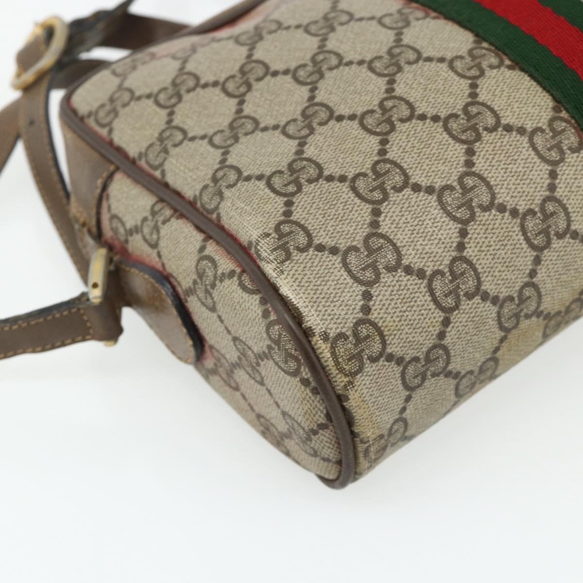 GUCCI GG Supreme Web Sherry Line Bag PVC Beige Gold 904 02 004 Auth 178513