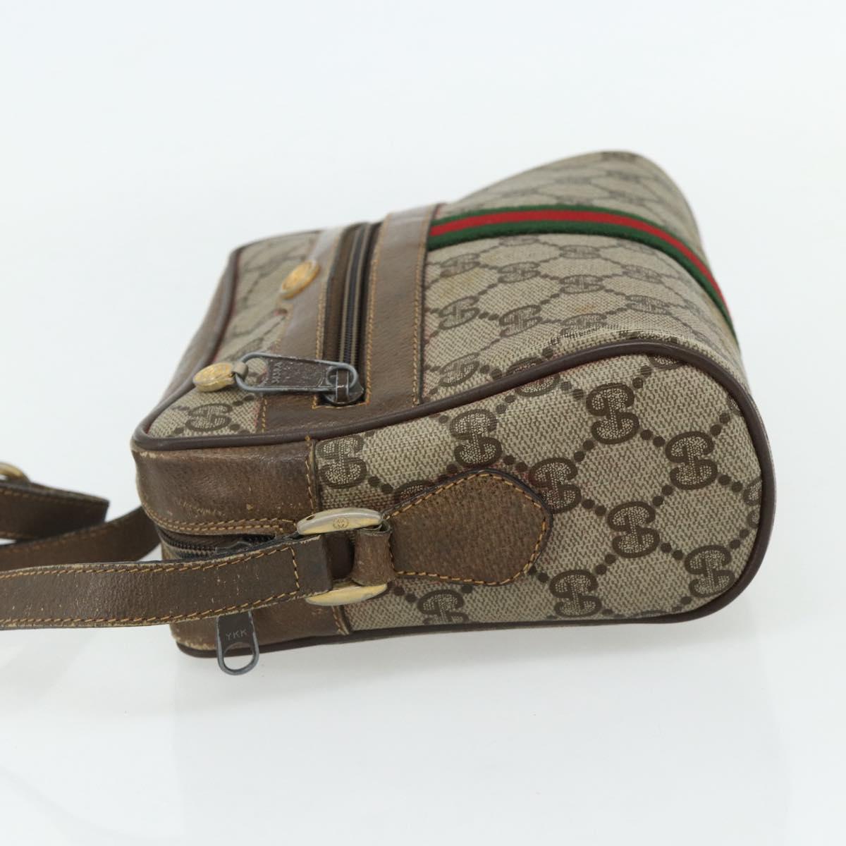 GUCCI GG Supreme Web Sherry Line Bag PVC Beige Gold 904 02 004 Auth 178513