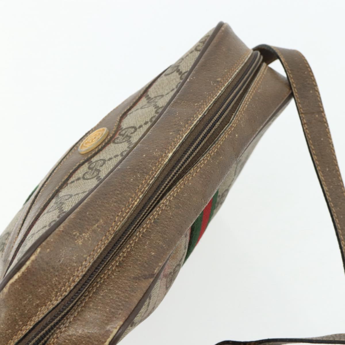 GUCCI GG Supreme Web Sherry Line Bag PVC Beige Gold 904 02 004 Auth 178513