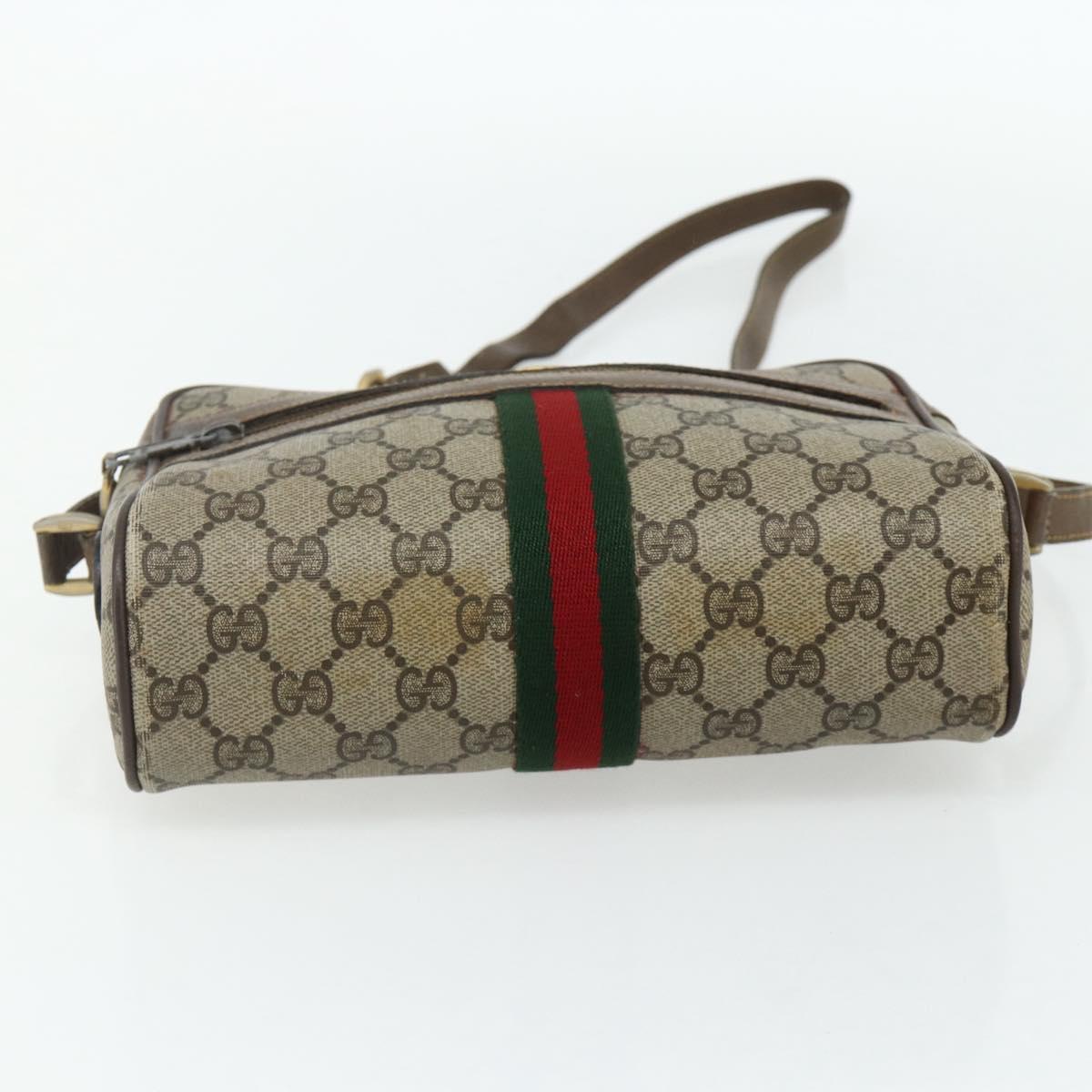 GUCCI GG Supreme Web Sherry Line Bag PVC Beige Gold 904 02 004 Auth 178513
