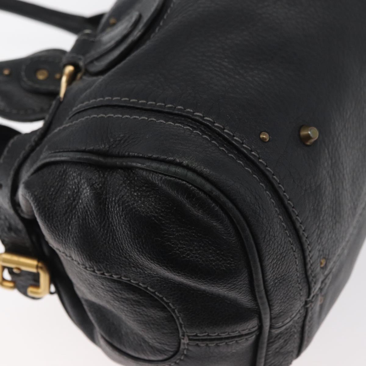 Chloe Paddington Hand Bag Leather Black Silver gold Auth 178515A
