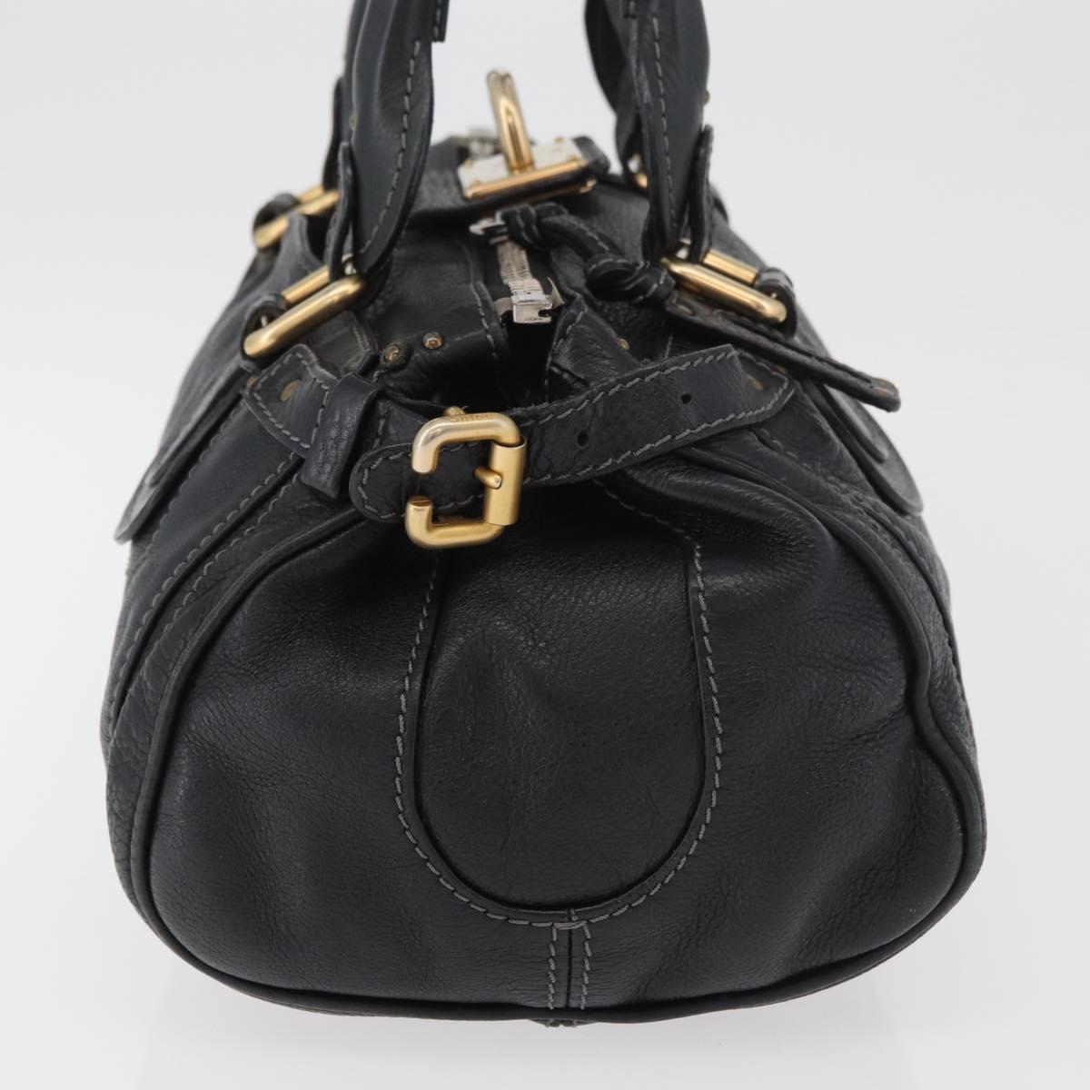 Chloe Paddington Hand Bag Leather Black Silver gold Auth 178515A
