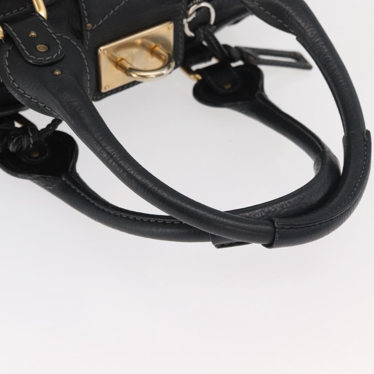 Chloe Paddington Hand Bag Leather Black Silver gold Auth 178515A