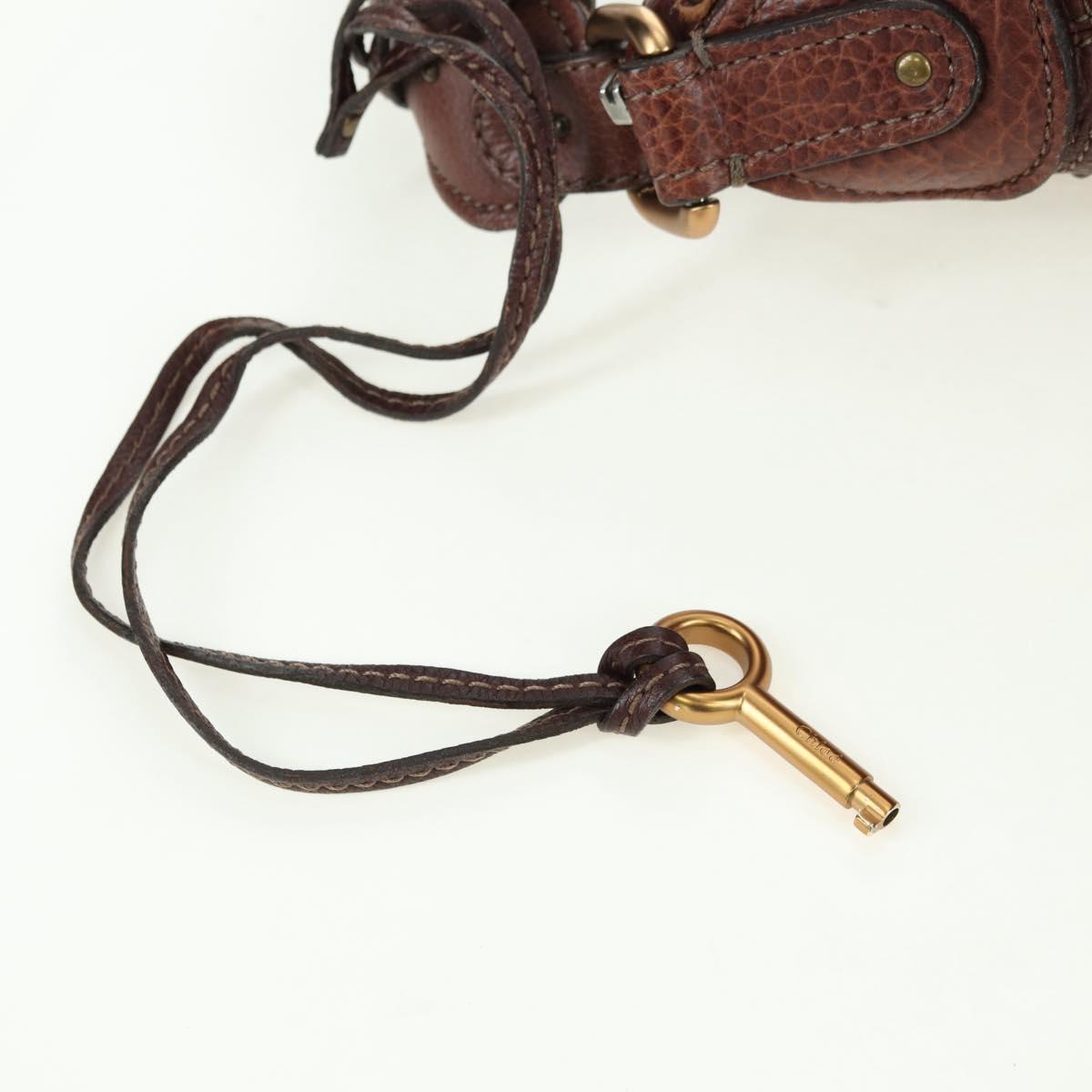 Chloe Paddington Shoulder Bag Leather Brown Gold Silver Auth 178518V