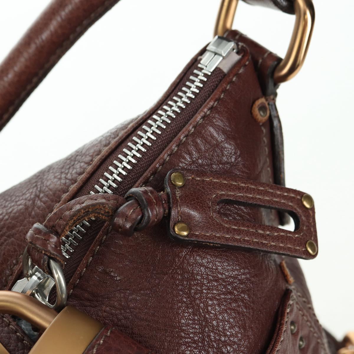 Chloe Paddington Shoulder Bag Leather Brown Gold Silver Auth 178518V