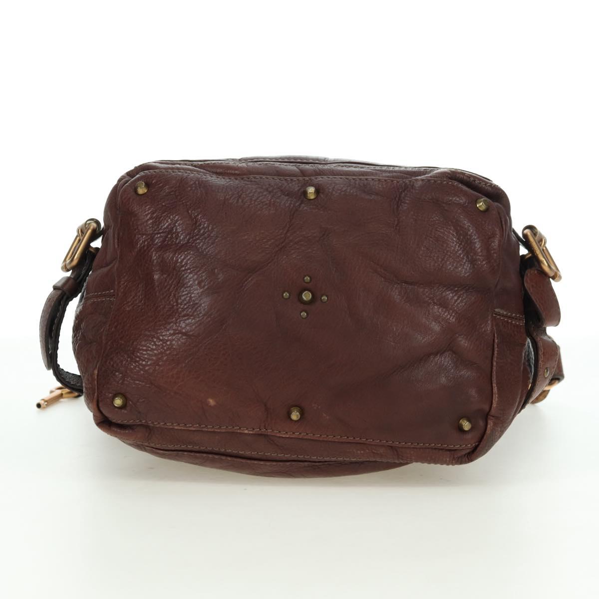 Chloe Paddington Shoulder Bag Leather Brown Gold Silver Auth 178518V