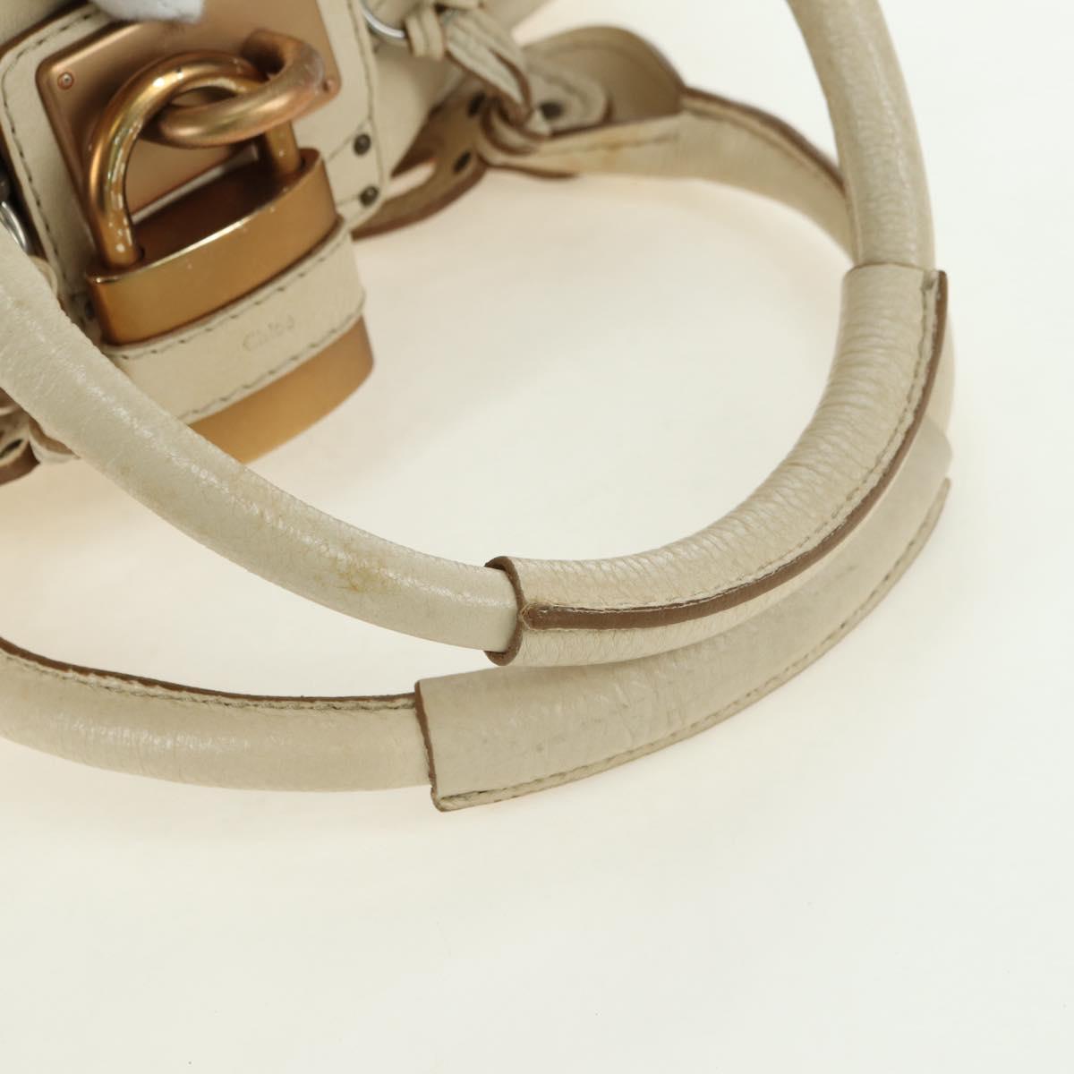 Chloe Paddington Hand Bag Leather White Silver Auth 178520V