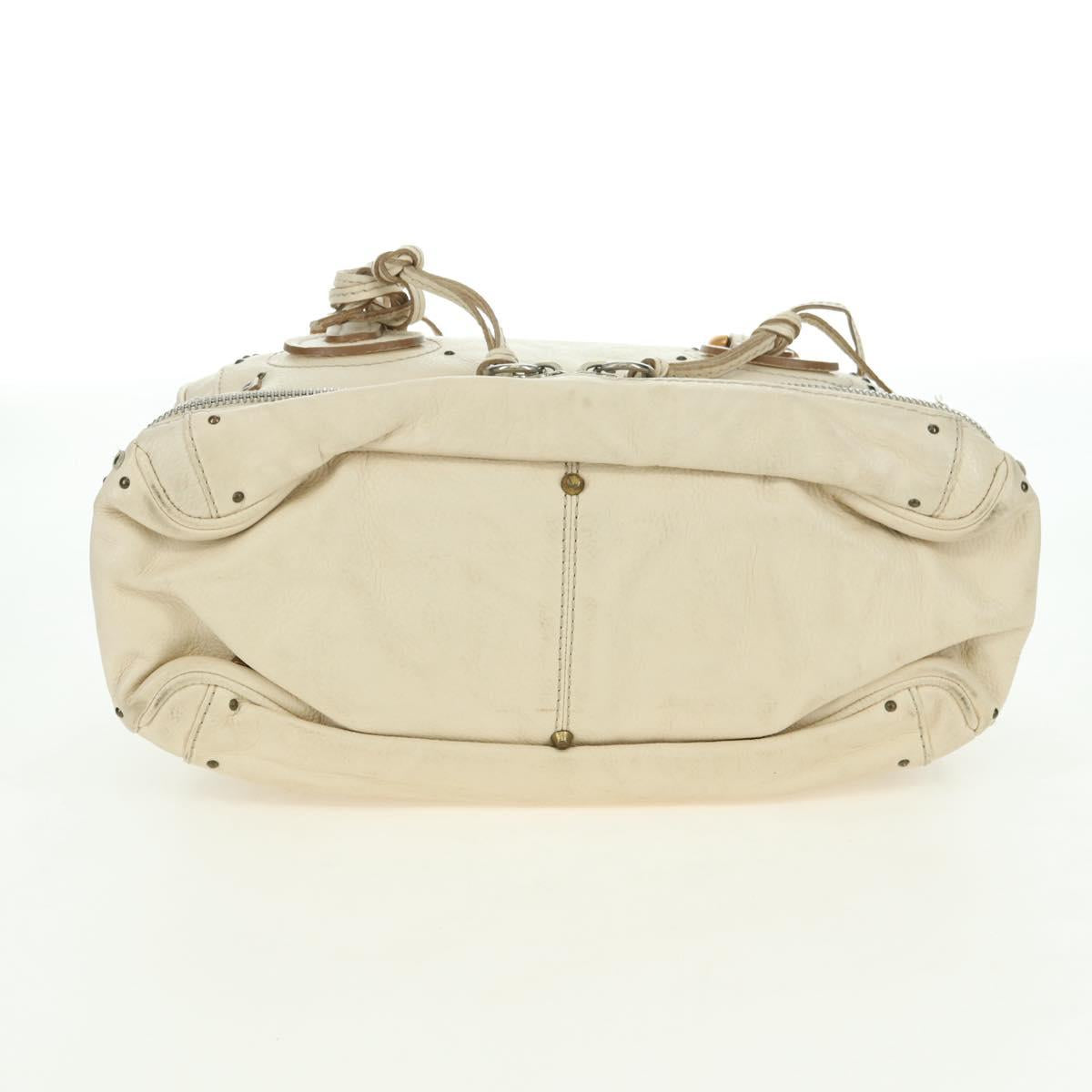 Chloe Paddington Hand Bag Leather White Silver Auth 178520V