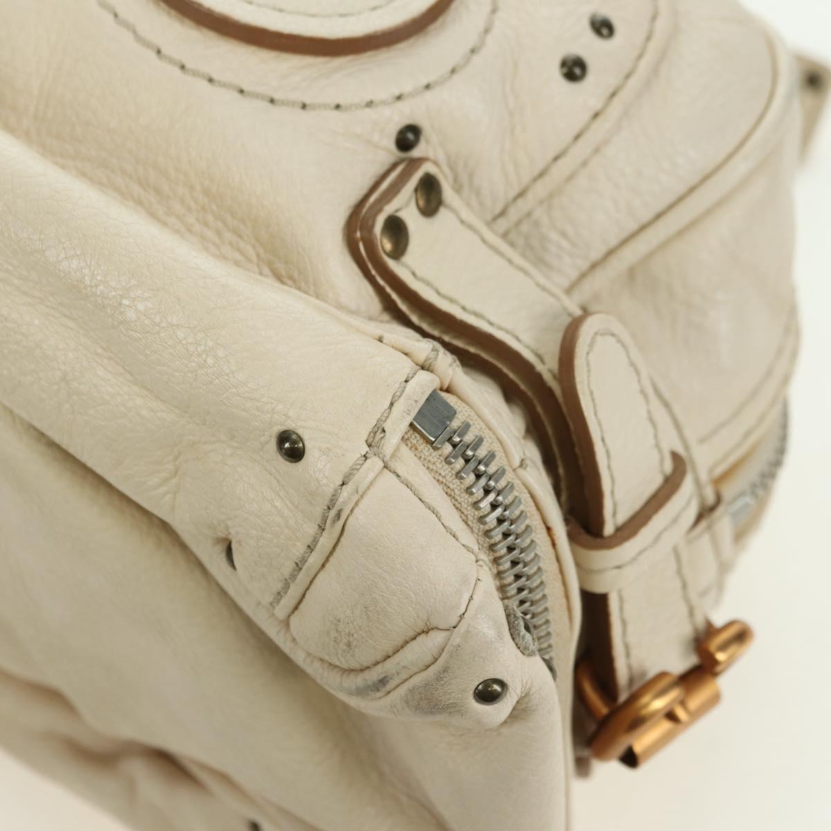 Chloe Paddington Hand Bag Leather White Silver Auth 178520V