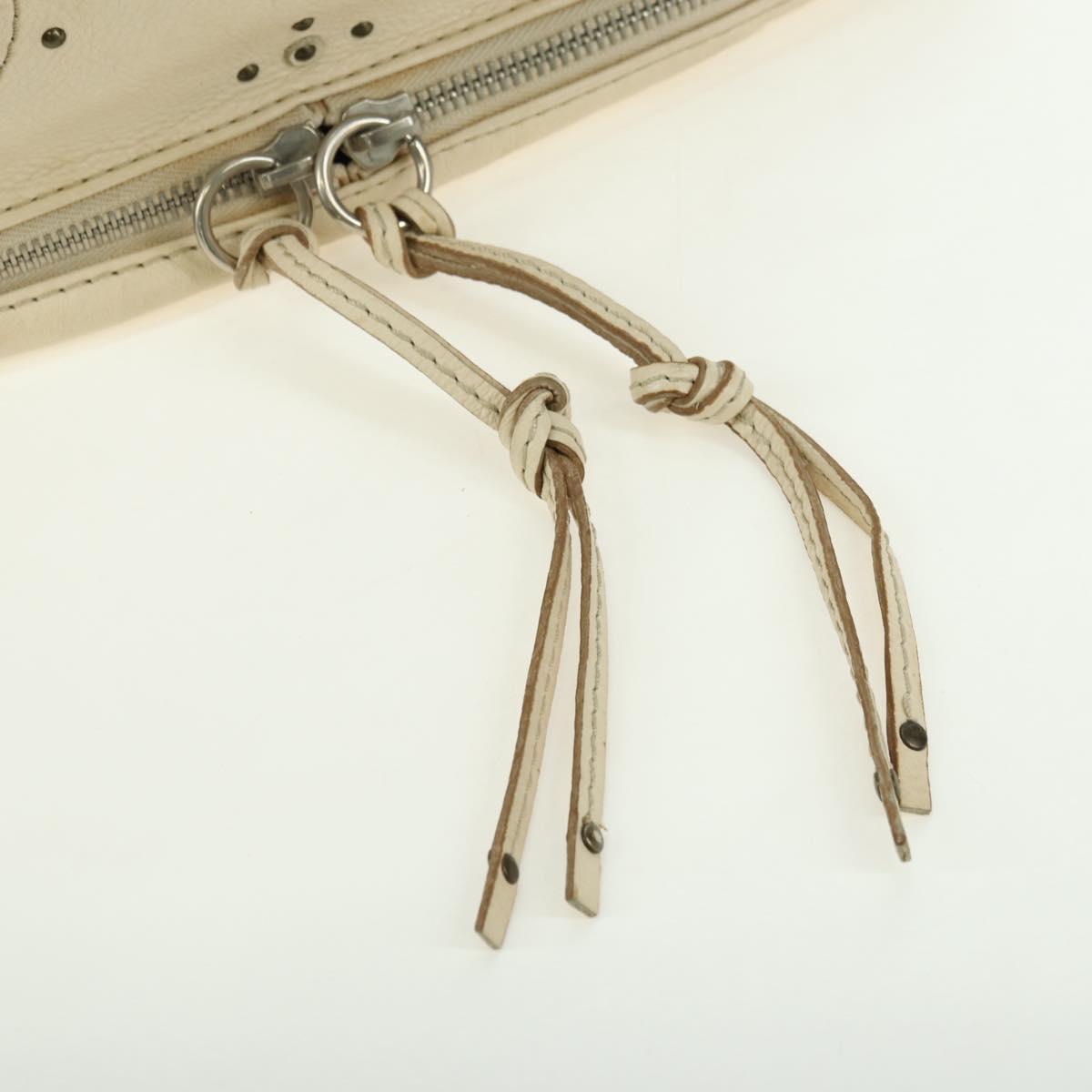 Chloe Paddington Hand Bag Leather White Silver Auth 178520V