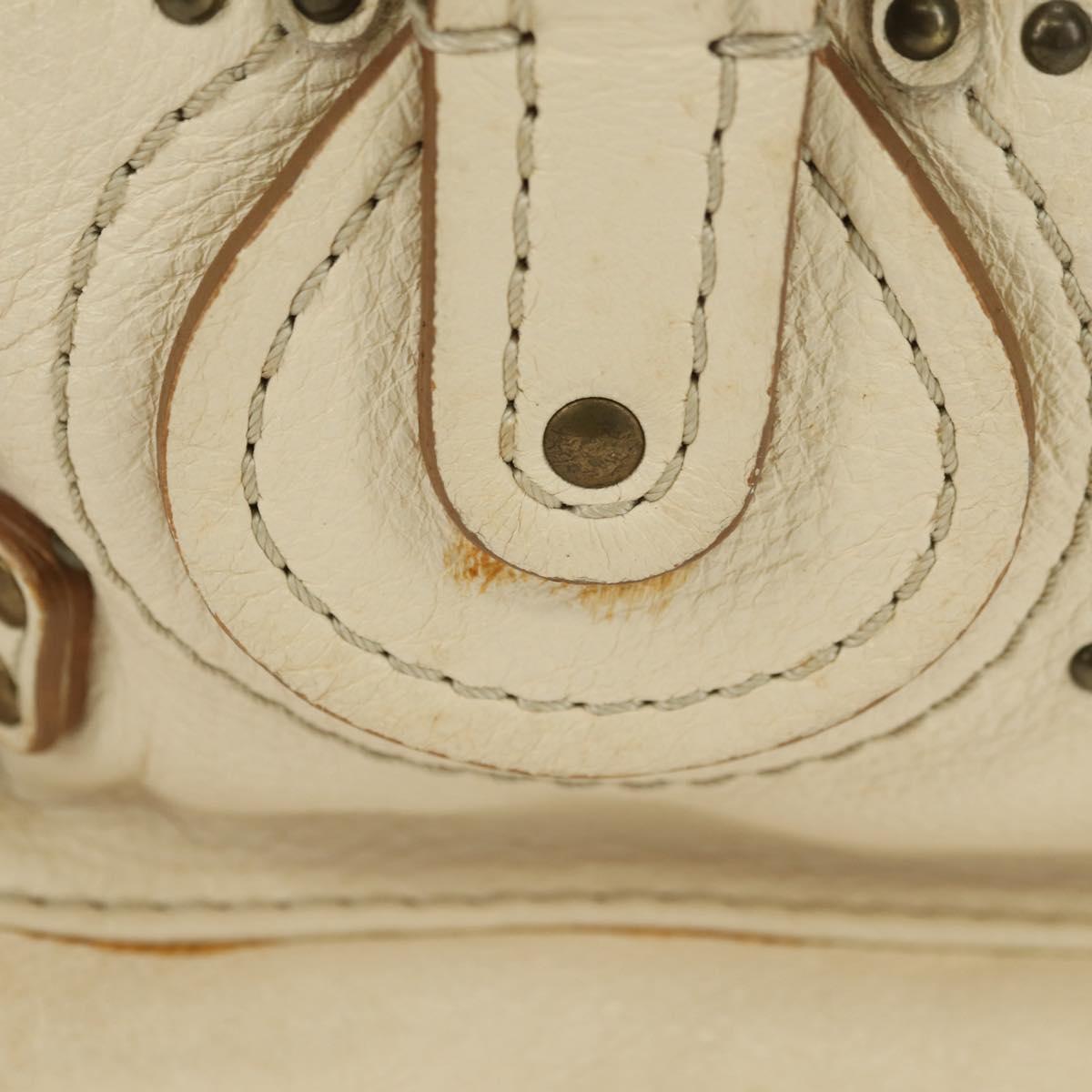 Chloe Paddington Hand Bag Leather White Silver Auth 178520V
