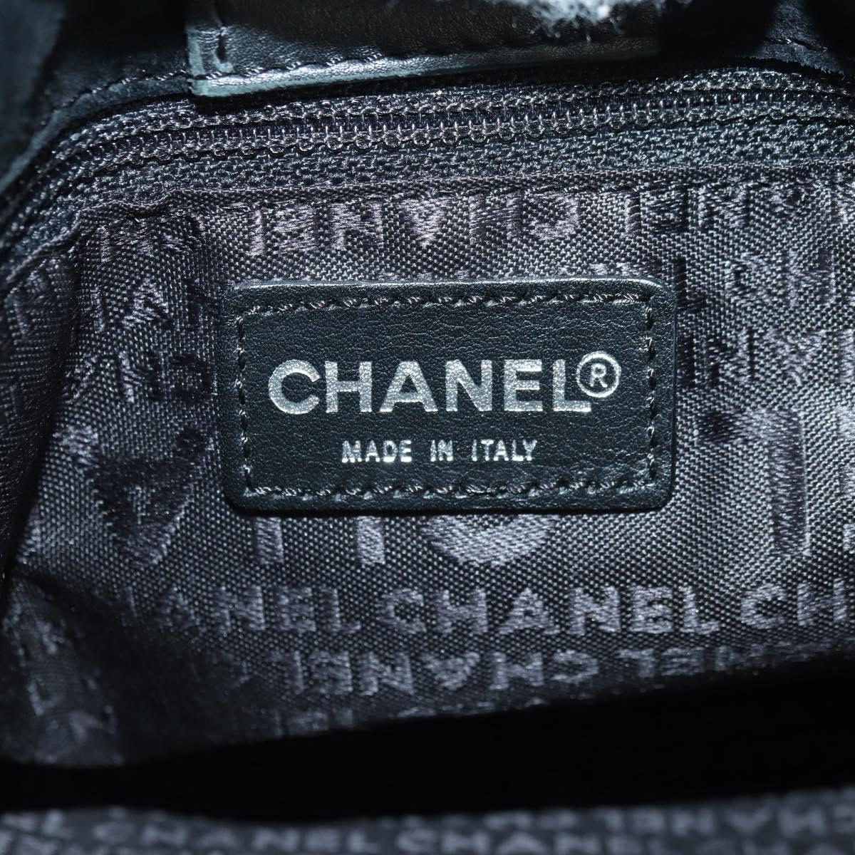 CHANEL Coco Mademoiselle Shoulder Bag Leather Black Silver CC Auth 178522SAM