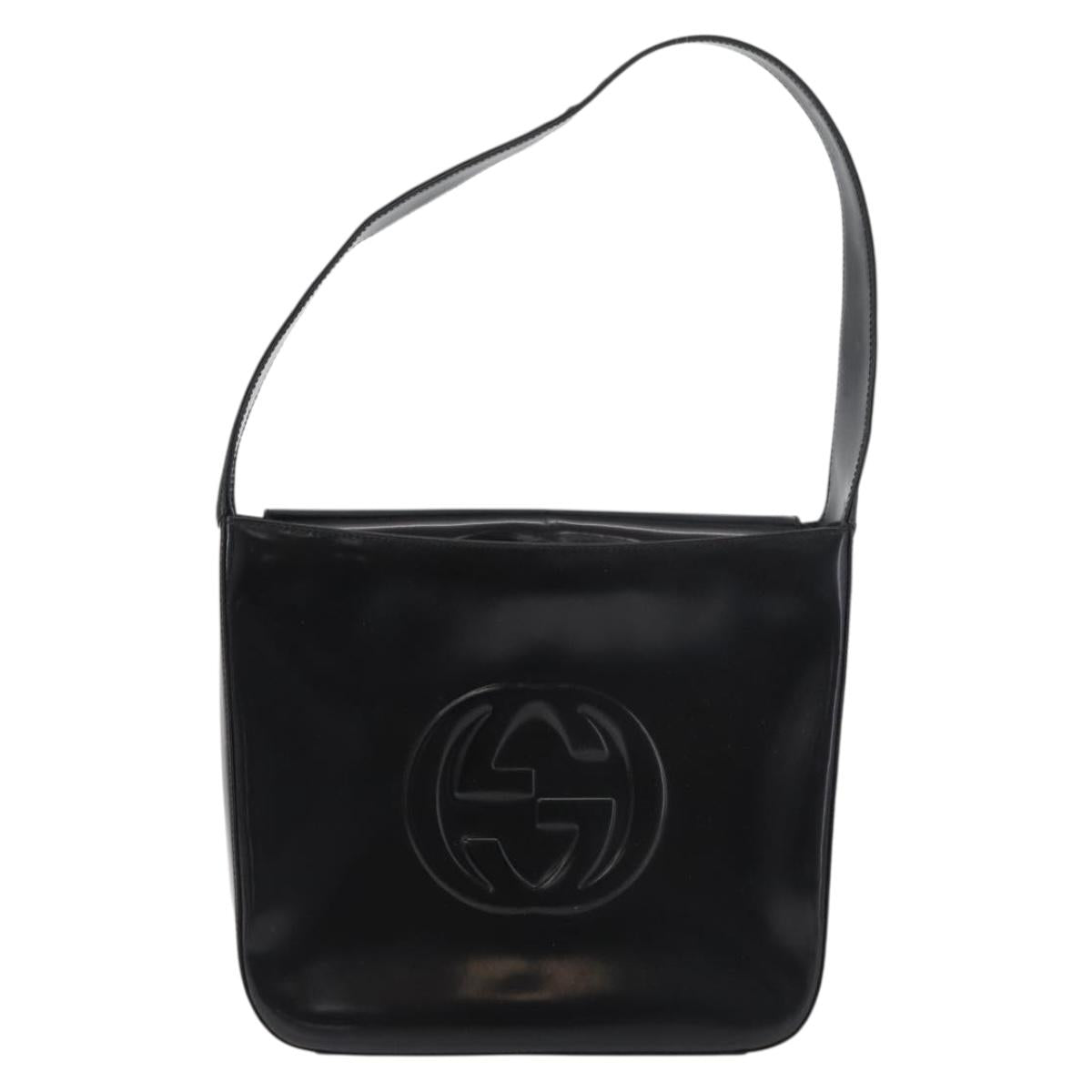 GUCCI Soho Shoulder Bag Patent leather Black Silver 000 0506 Auth 178524