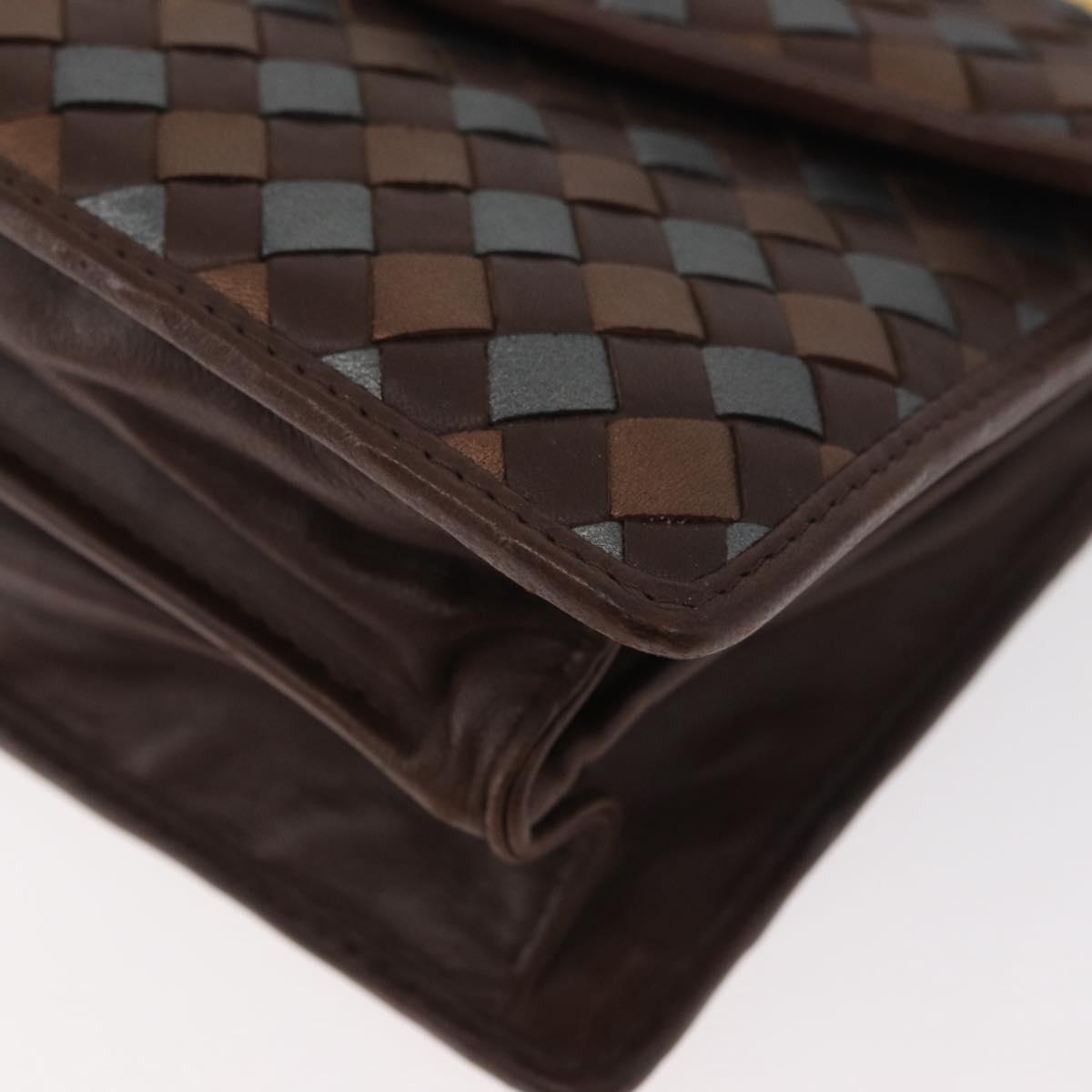 BOTTEGA VENETA INTRECCIATO Hand Bag Leather 2way Brown Gold Auth 178526A