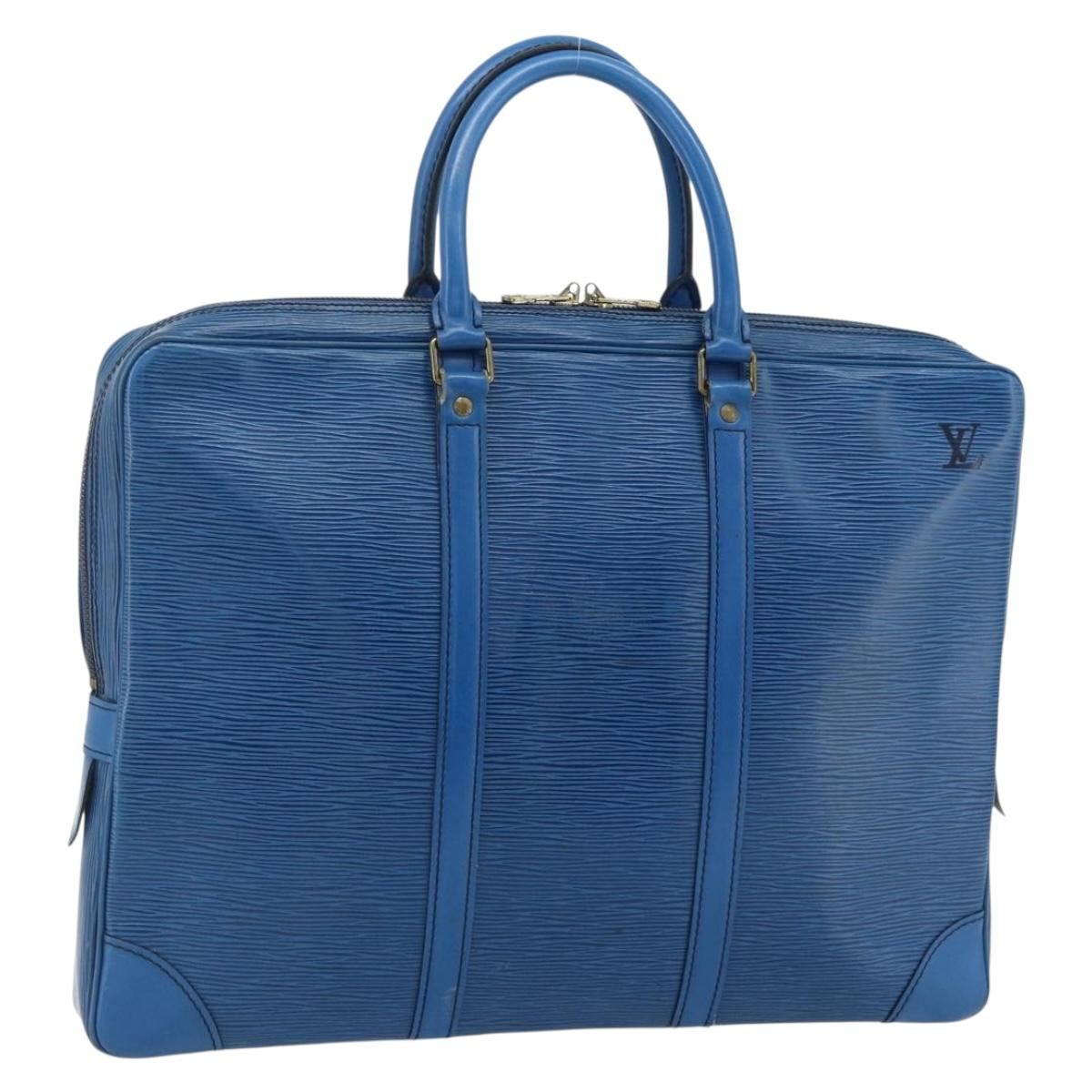 LOUIS VUITTON Epi Porte Documents Voyage Business Bag Blue M41144 LV Auth 178528