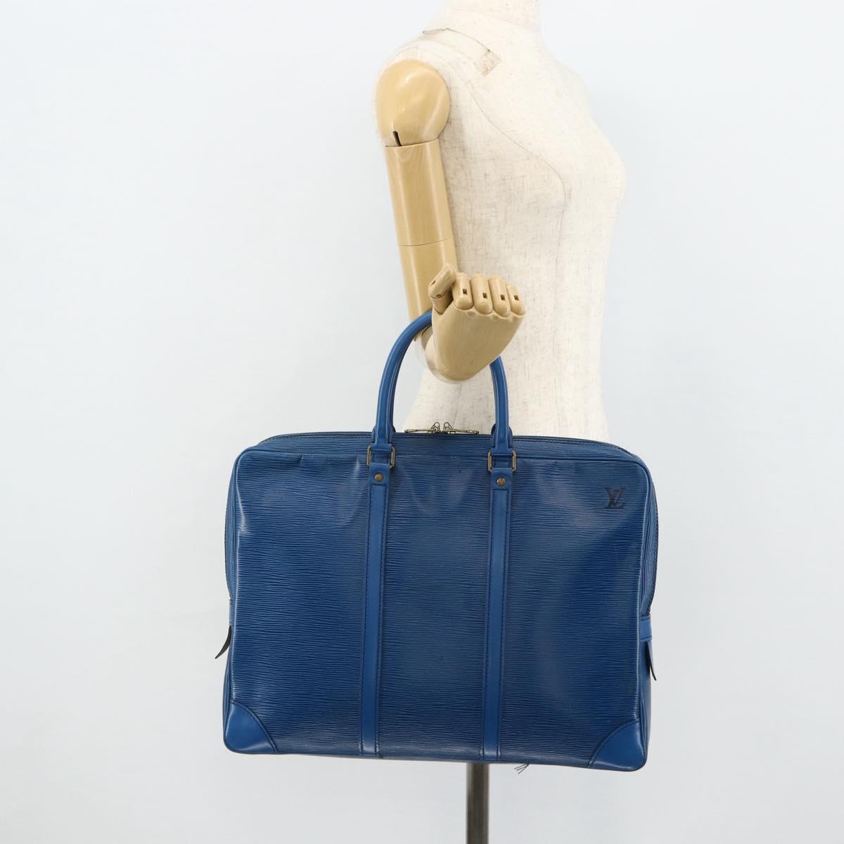 LOUIS VUITTON Epi Porte Documents Voyage Business Bag Blue M41144 LV Auth 178528