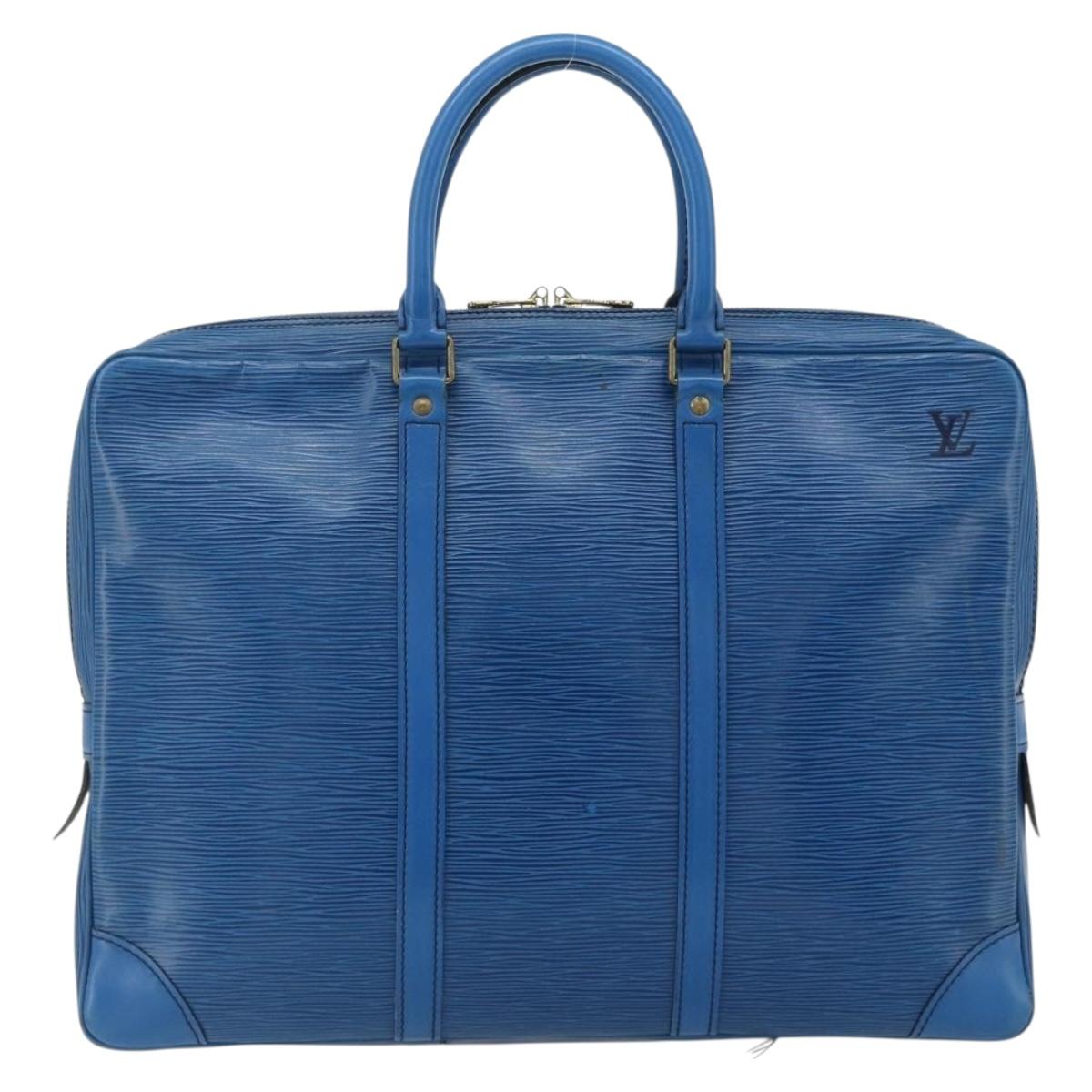 LOUIS VUITTON Epi Porte Documents Voyage Business Bag Blue M41144 LV Auth 178528